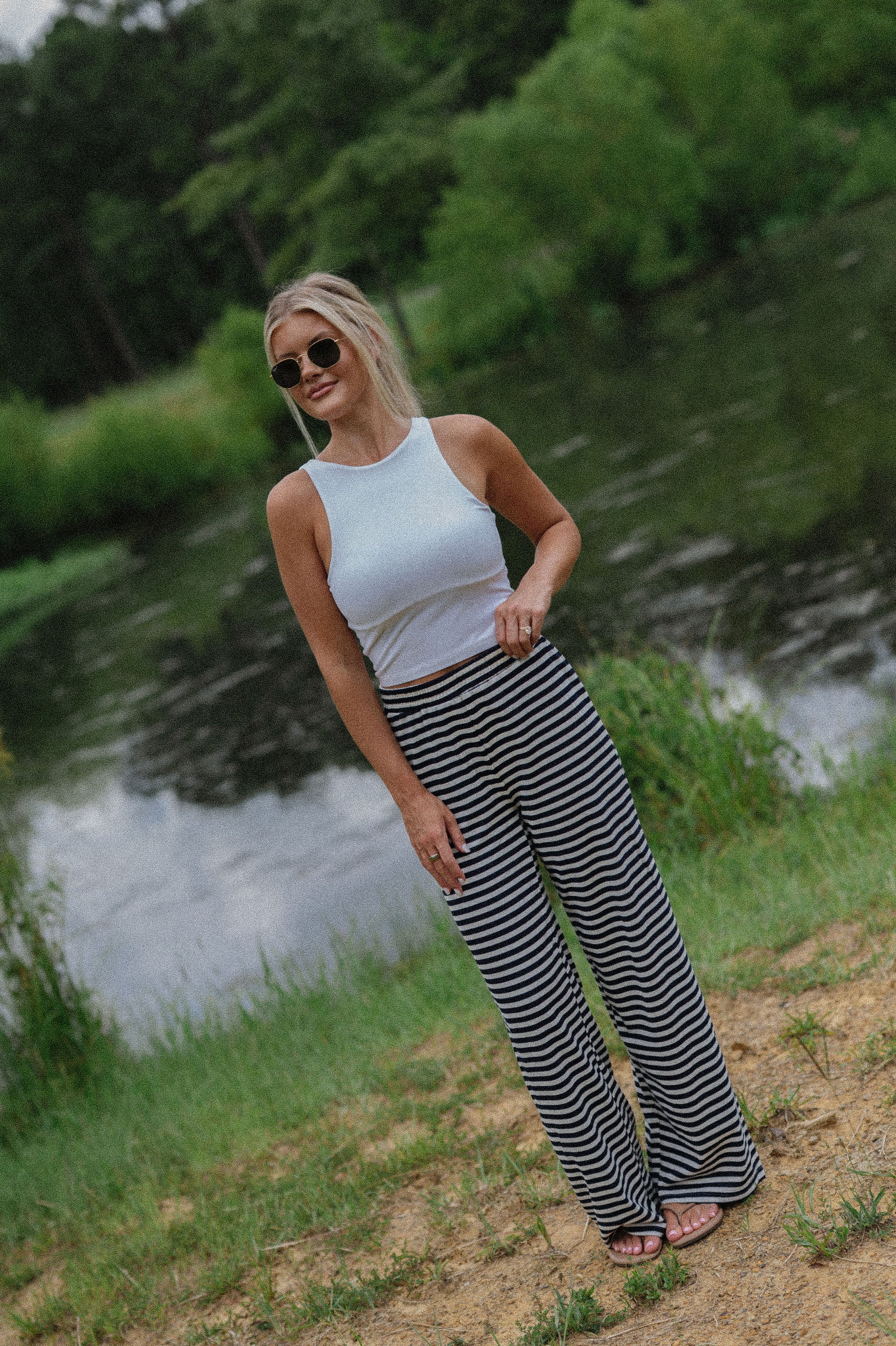 Bennett Striped Pants- Navy