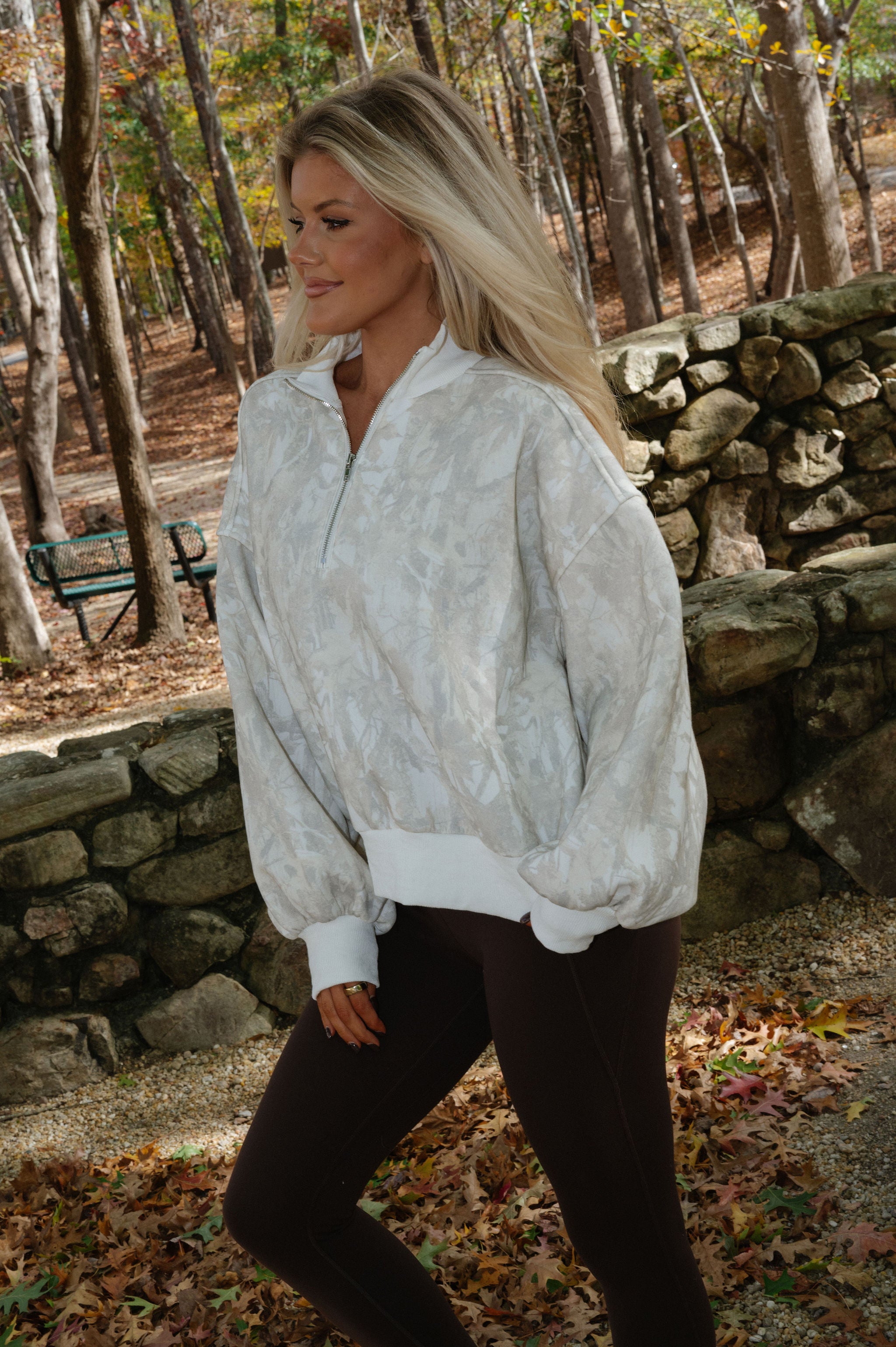 Camo Collared Half Zip Pullover