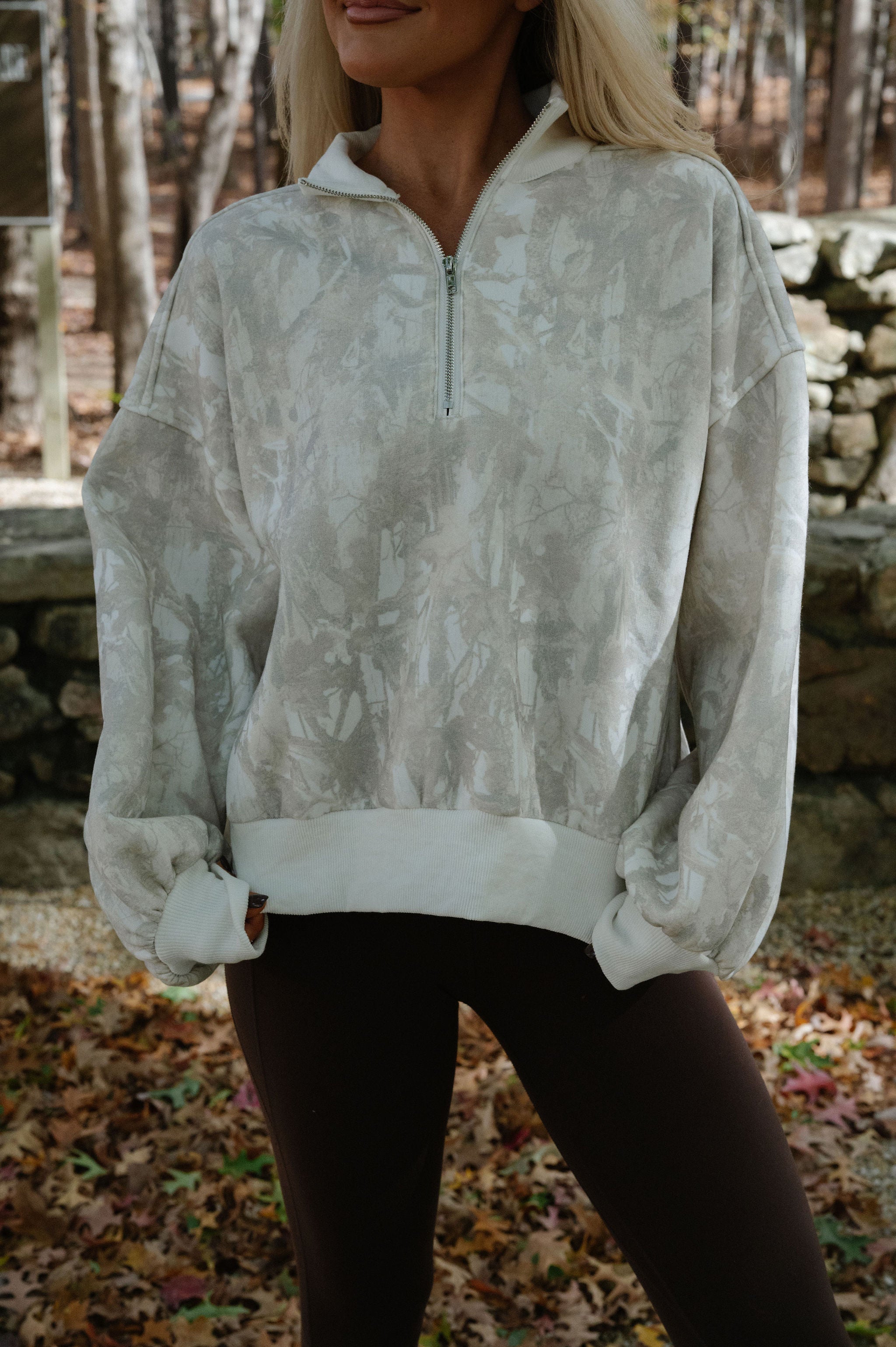Camo Collared Half Zip Pullover