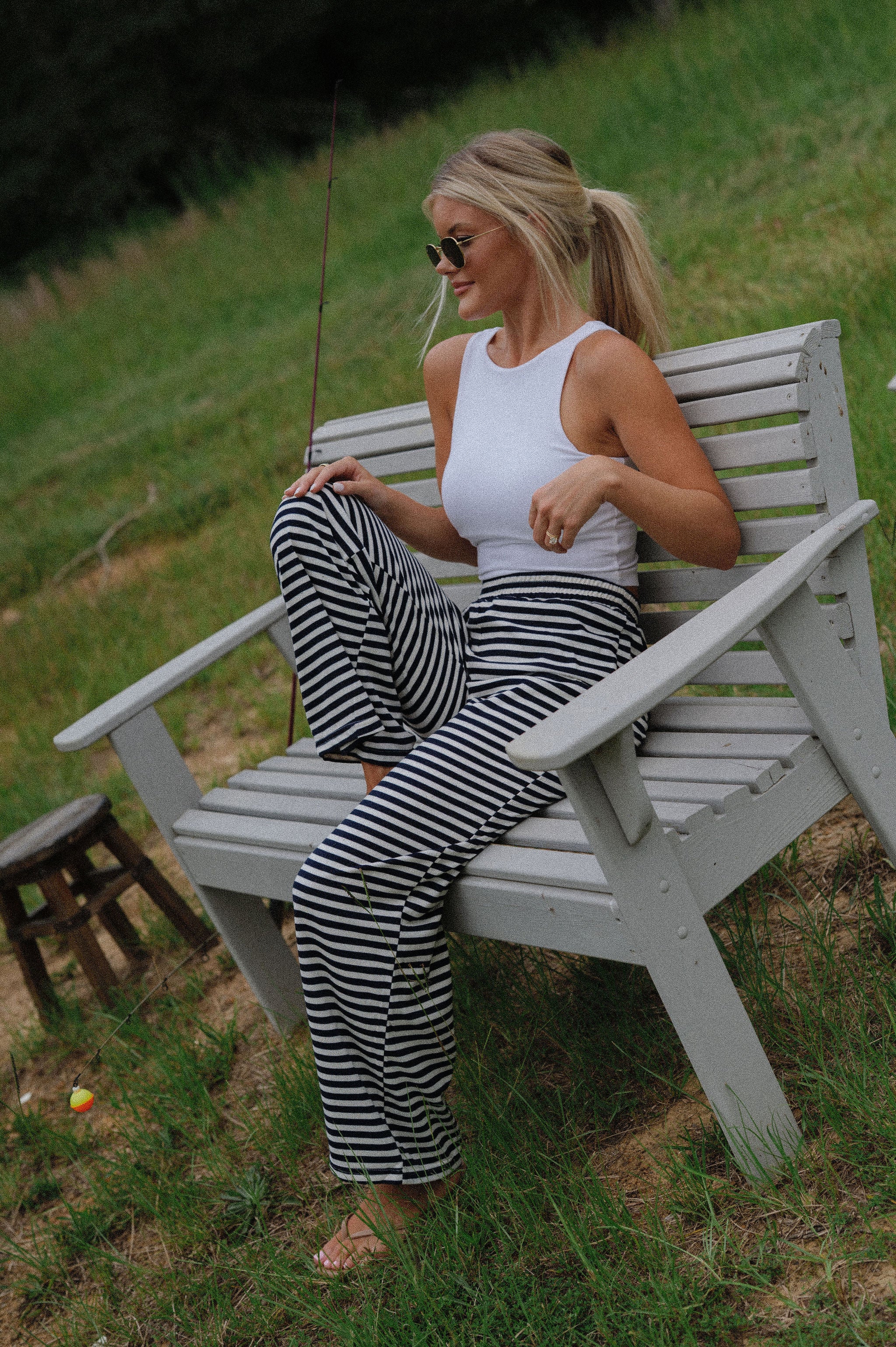 Bennett Striped Pants- Navy
