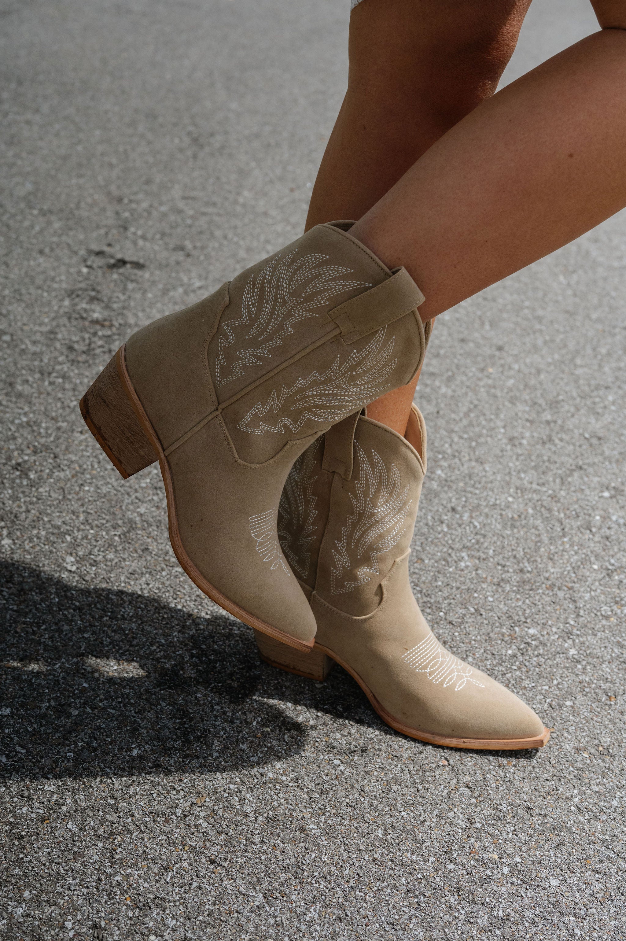 Claire Western Boots-Taupe