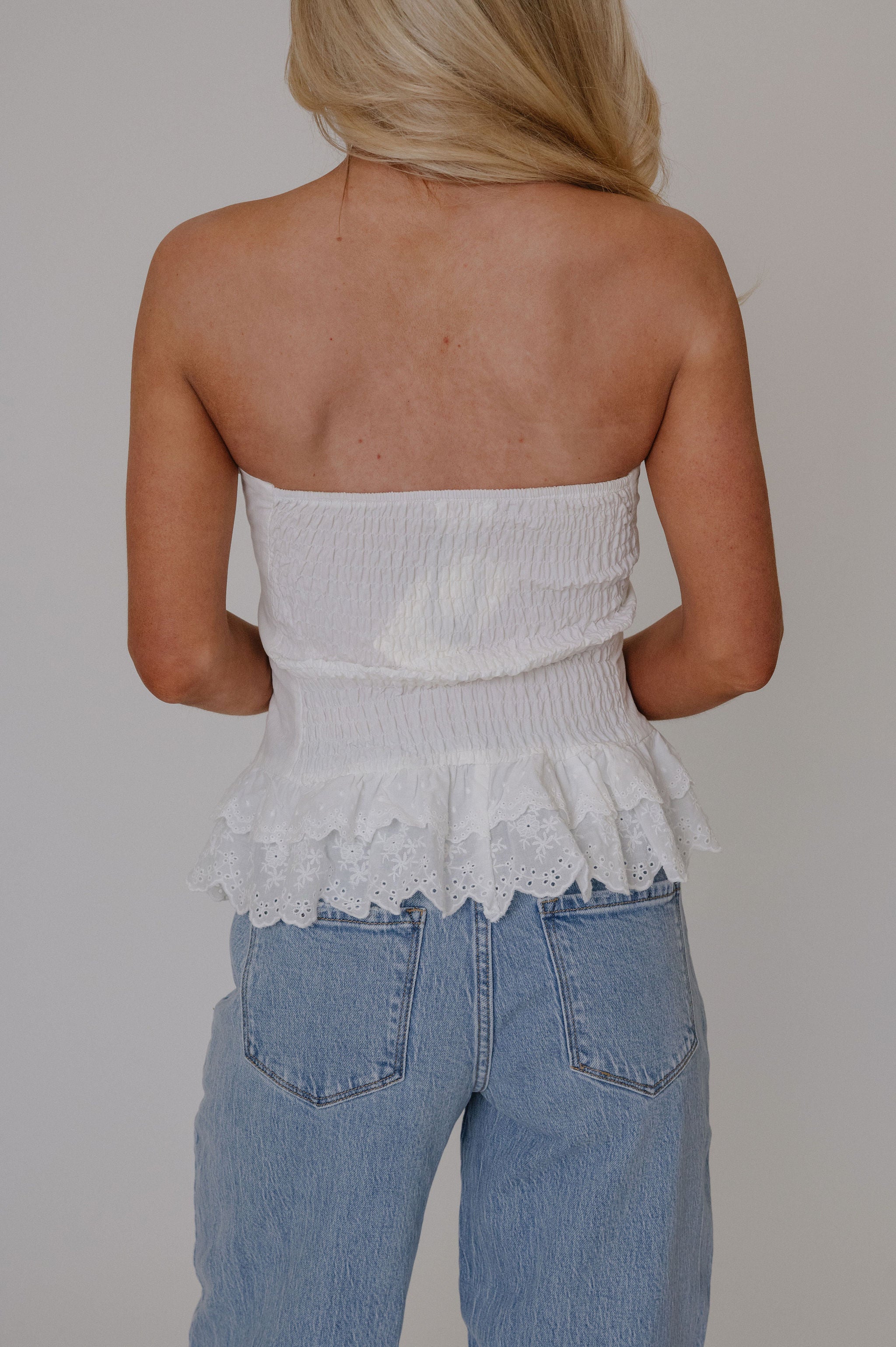 Cecilia Strapless Top-White