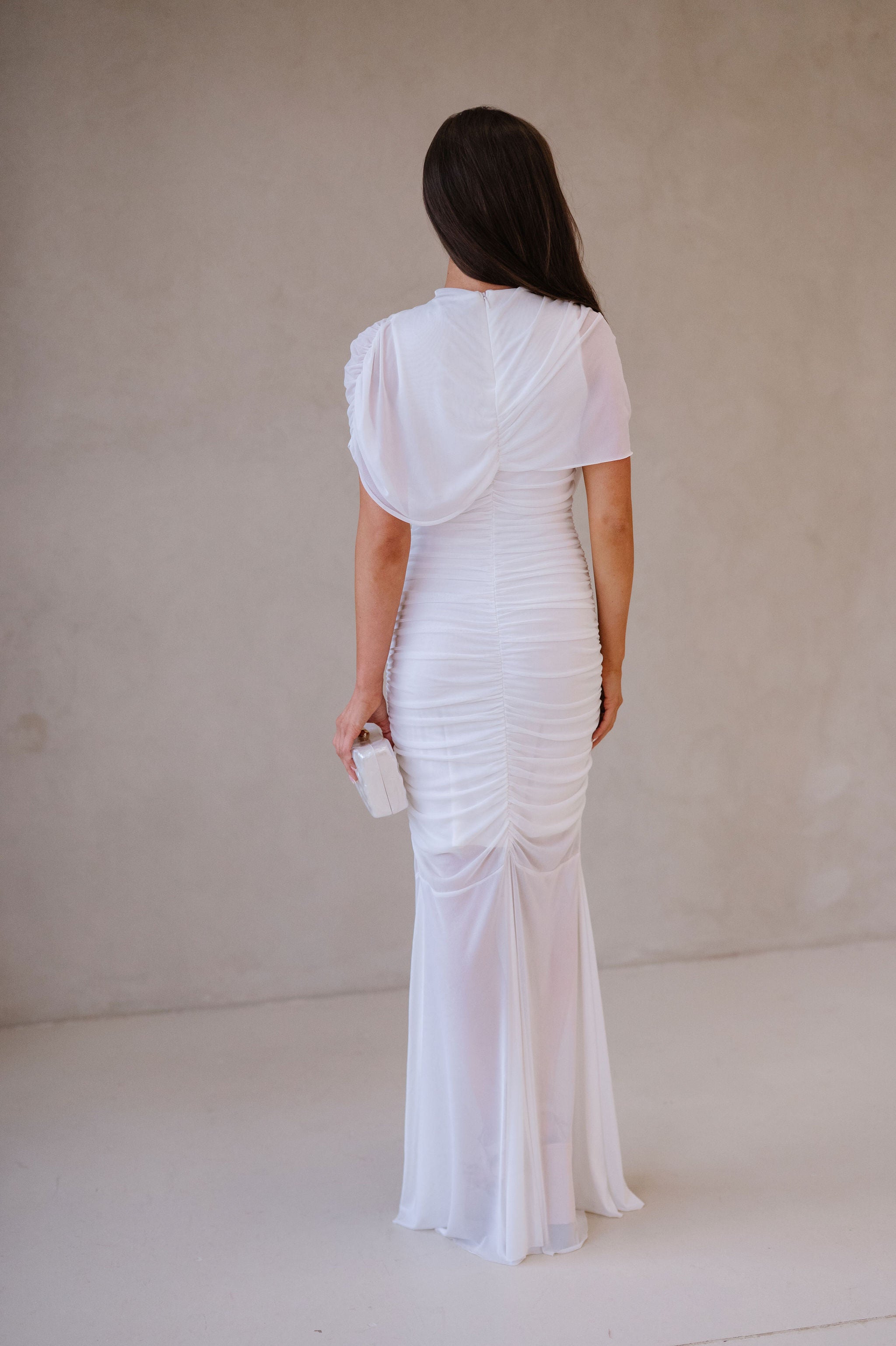 Camila Mesh Maxi Dress-Ivory