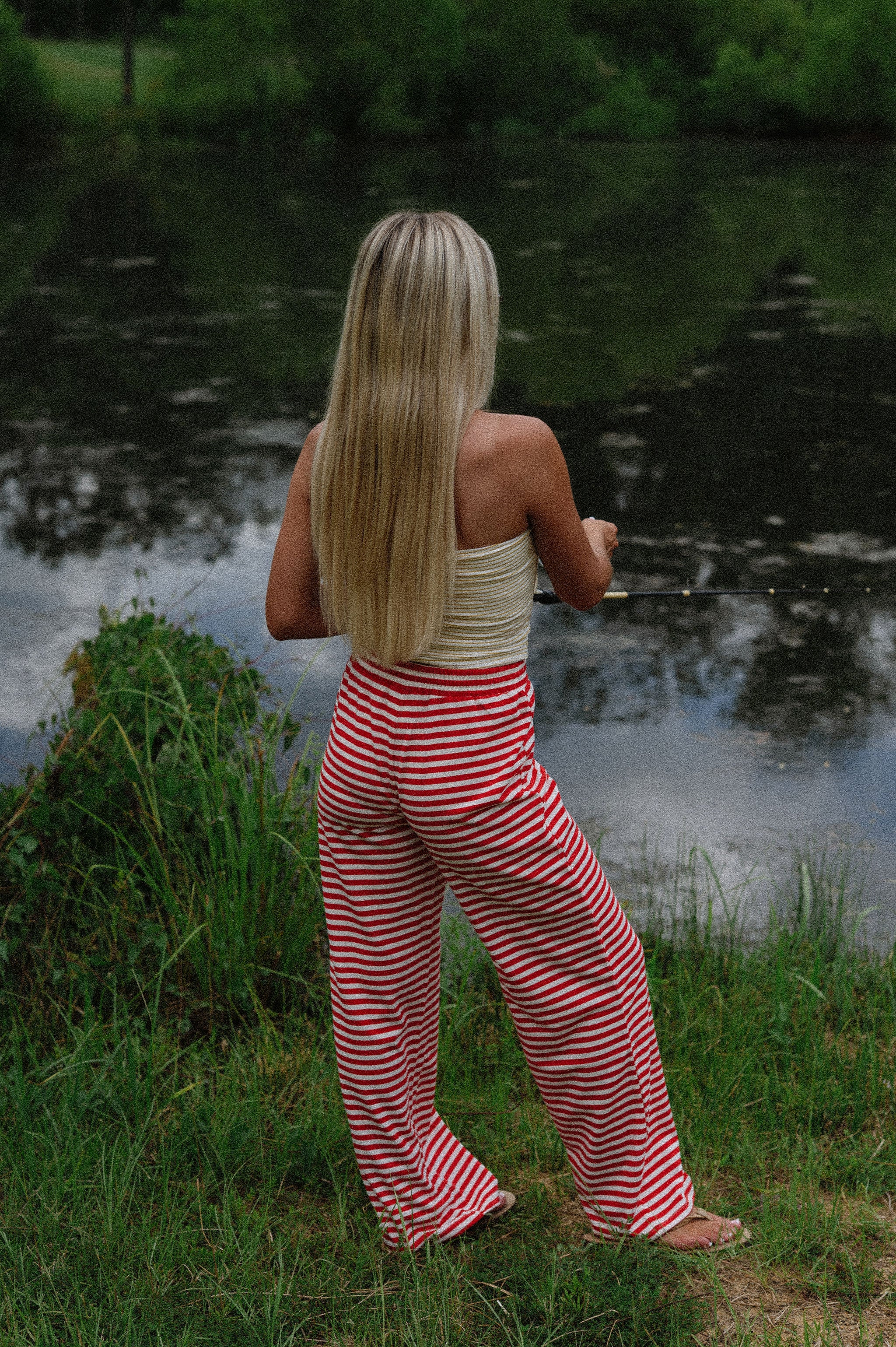 Bennett Striped Pants- Red