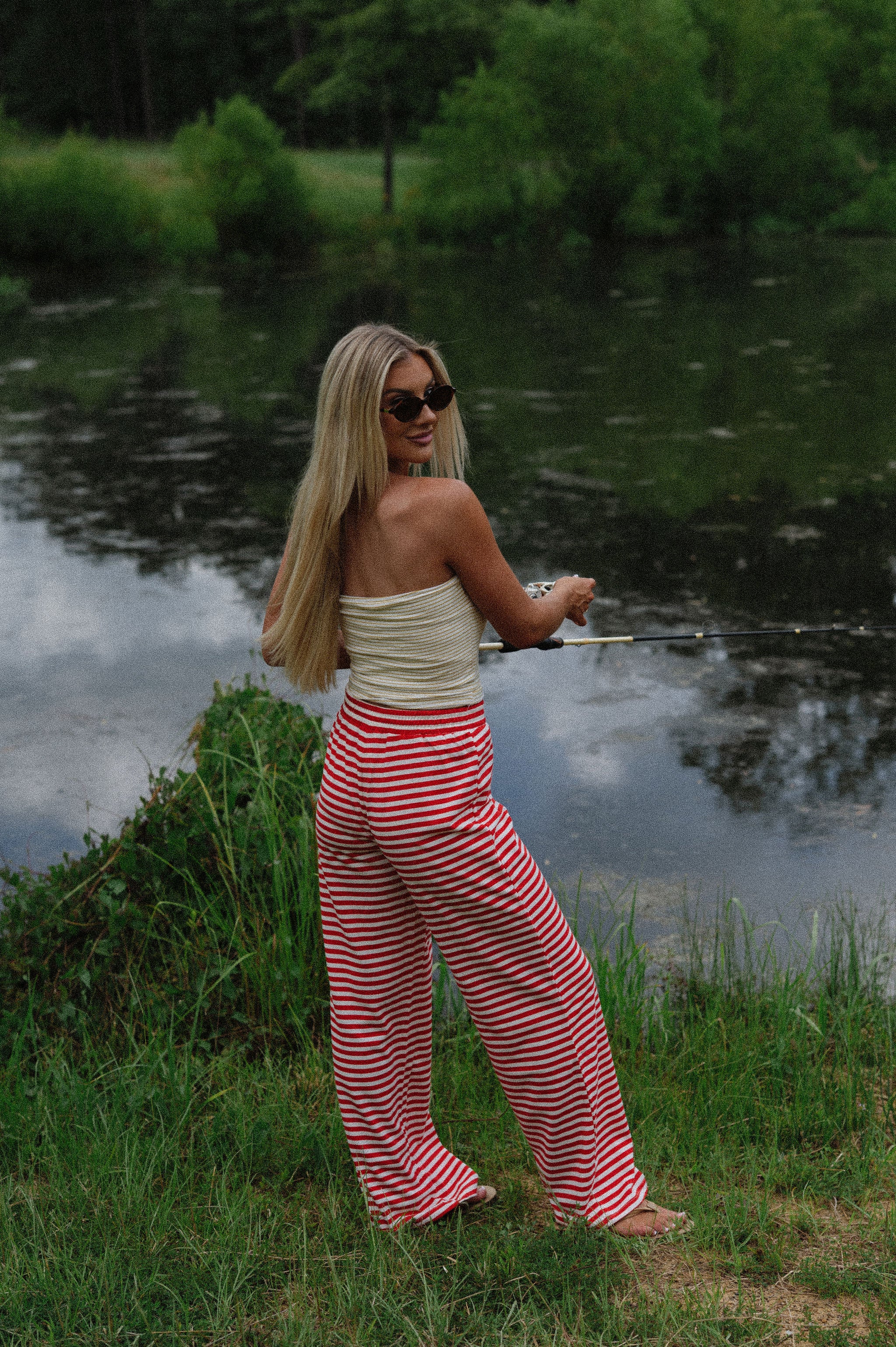 Bennett Striped Pants- Red