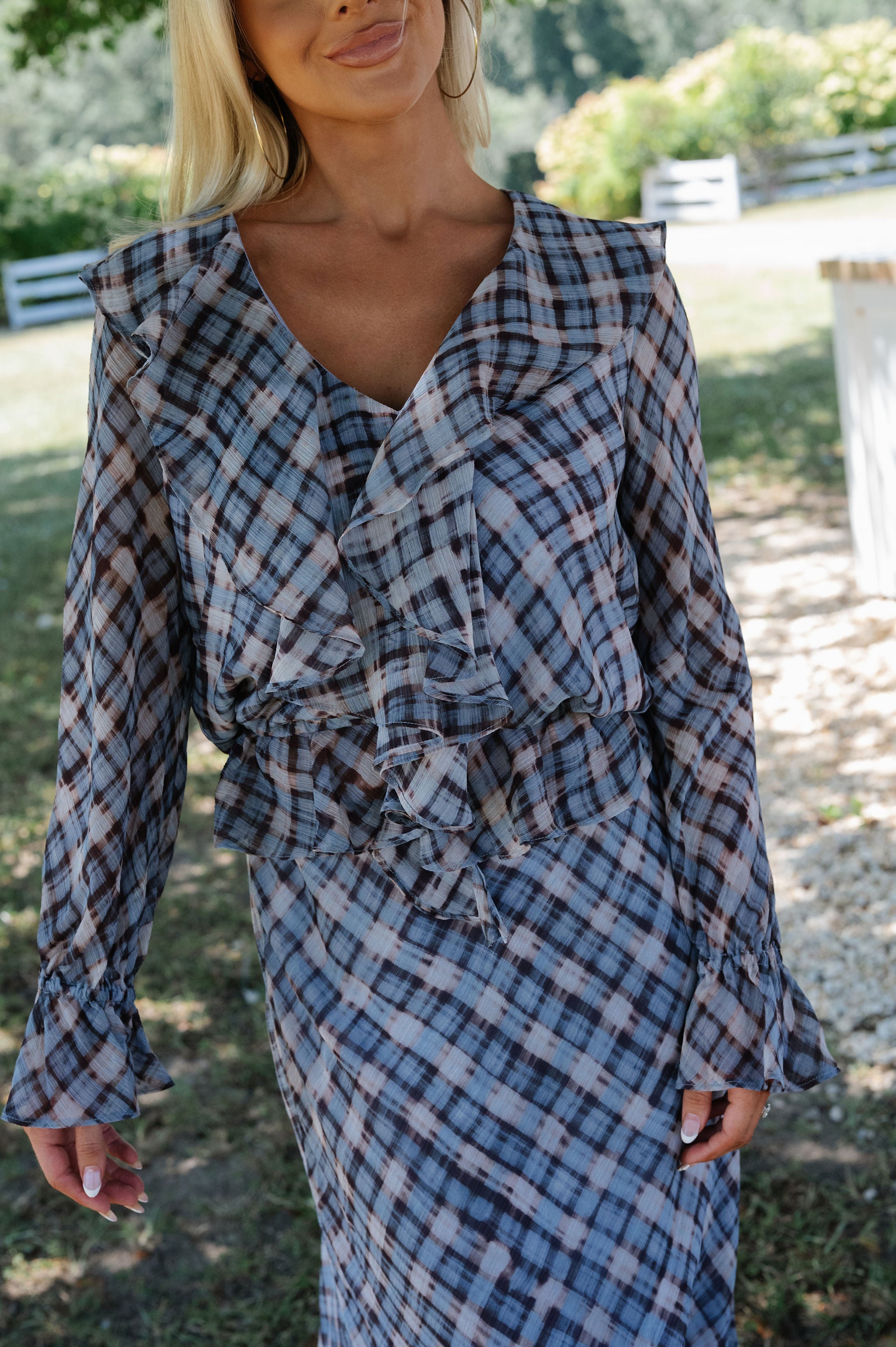 Faith Ruffle Top-Blue Multi