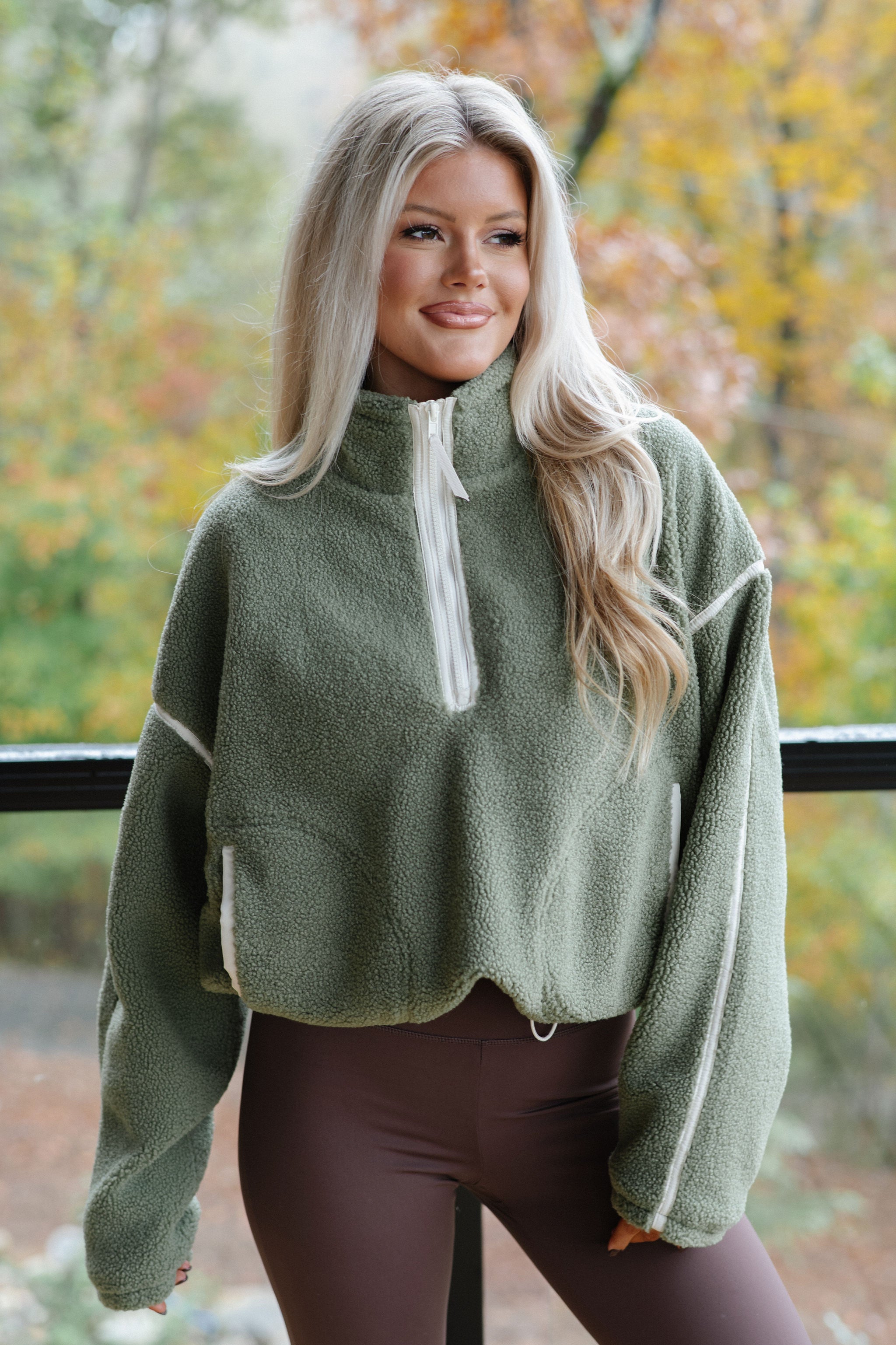 Contrast Sherpa Pullover-Mountain Sage