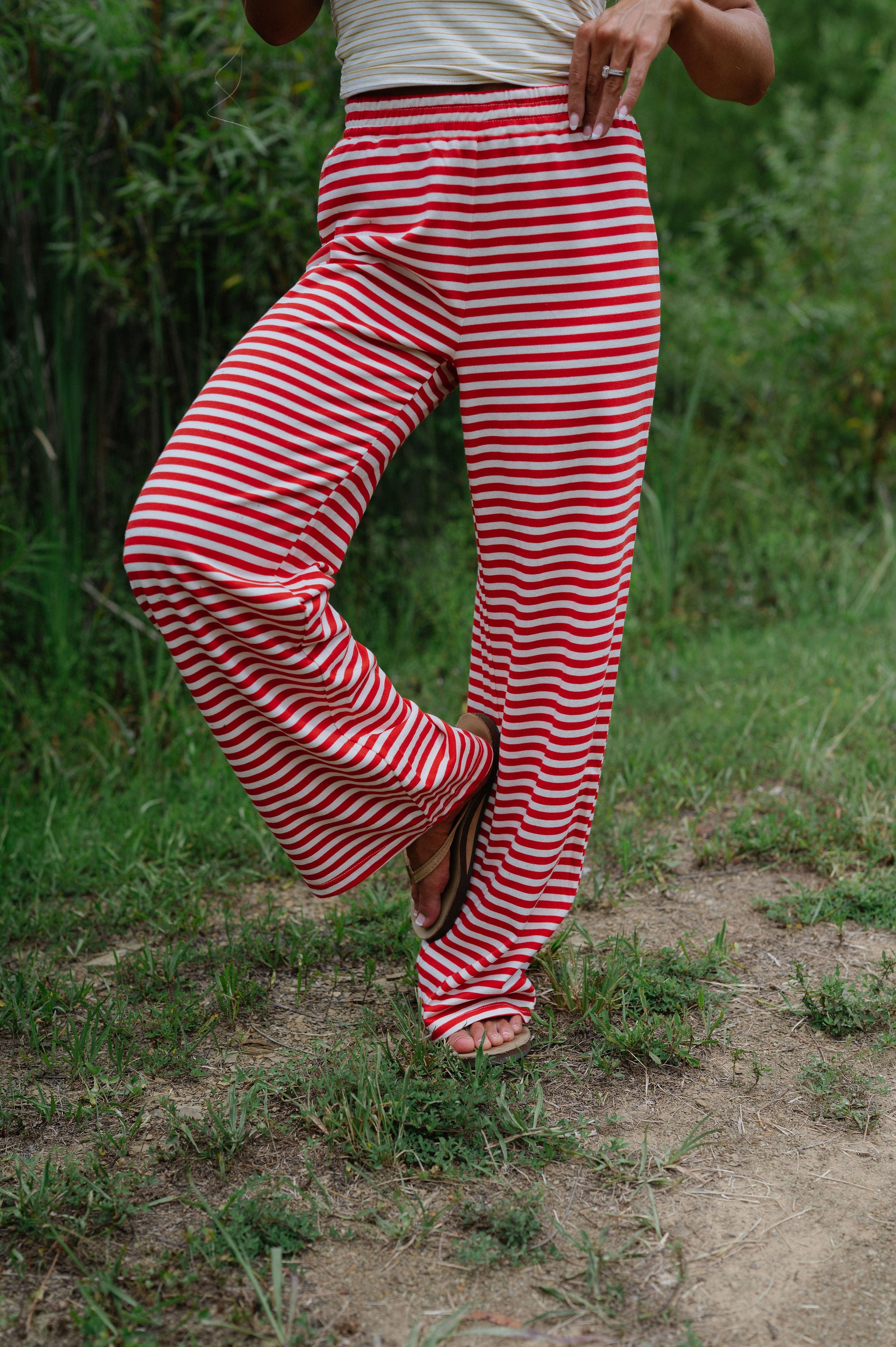 Bennett Striped Pants- Red