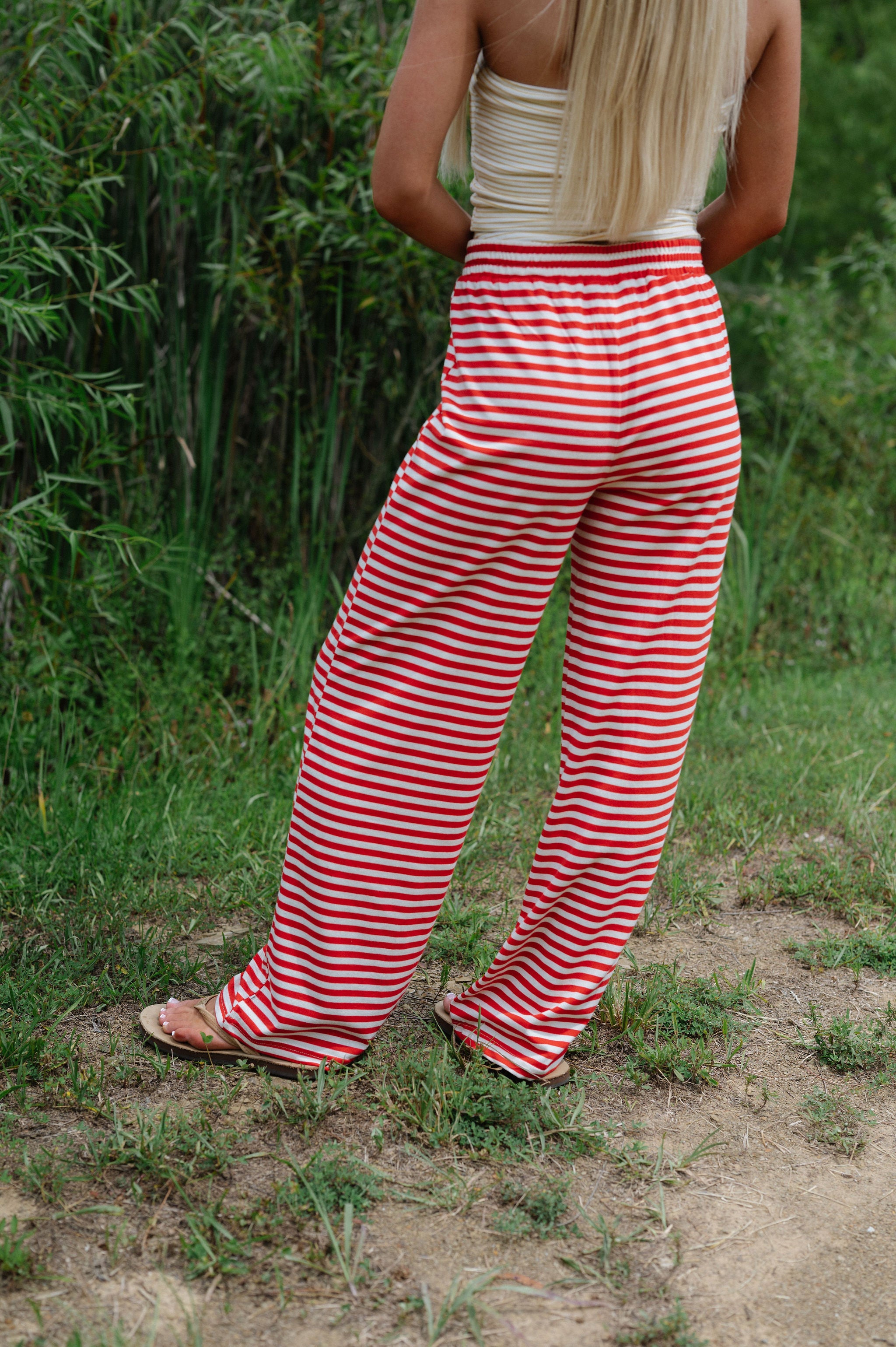 Bennett Striped Pants- Red