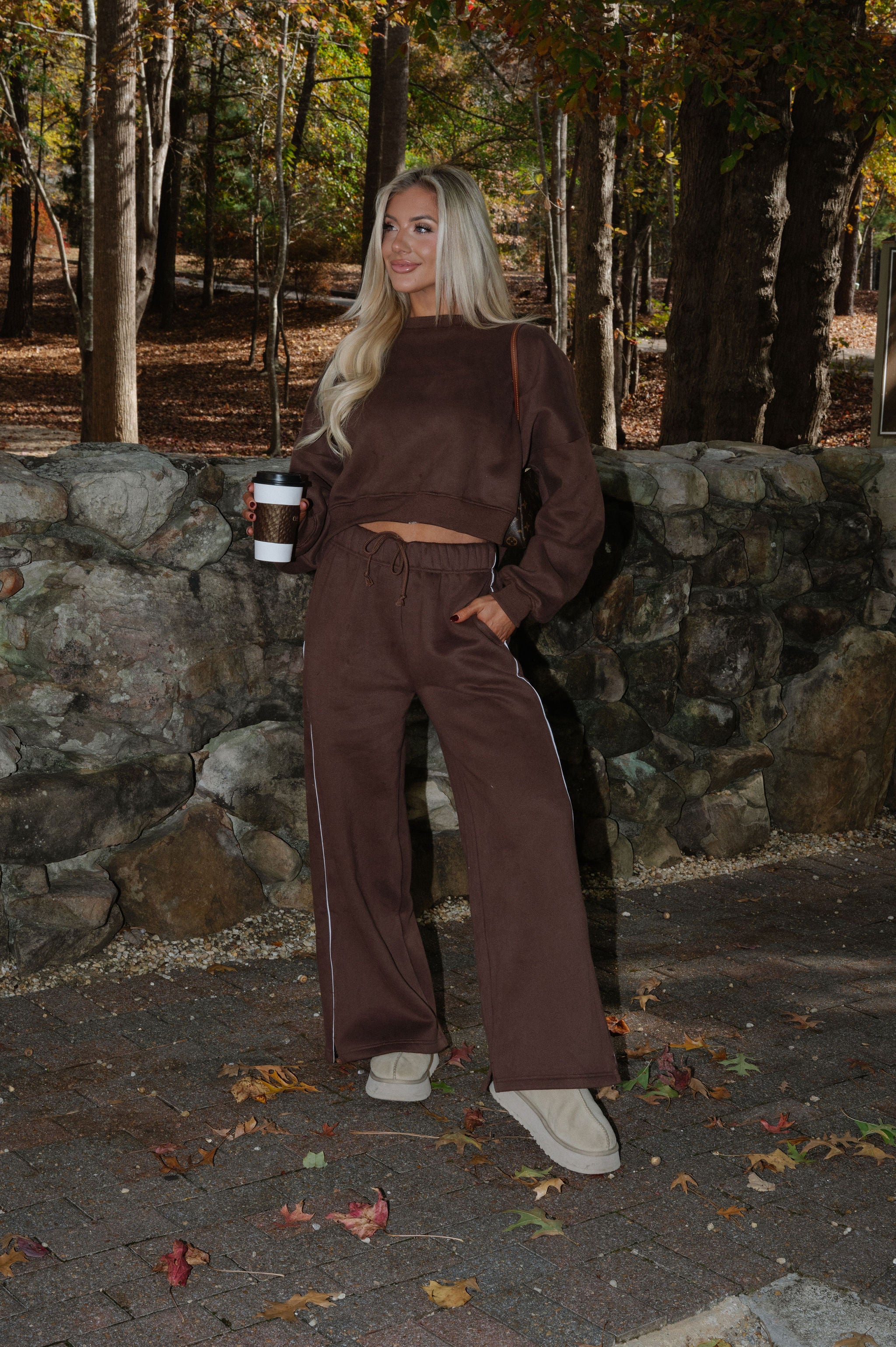 Lucky Cozy Fleece Crewneck- Chocolate