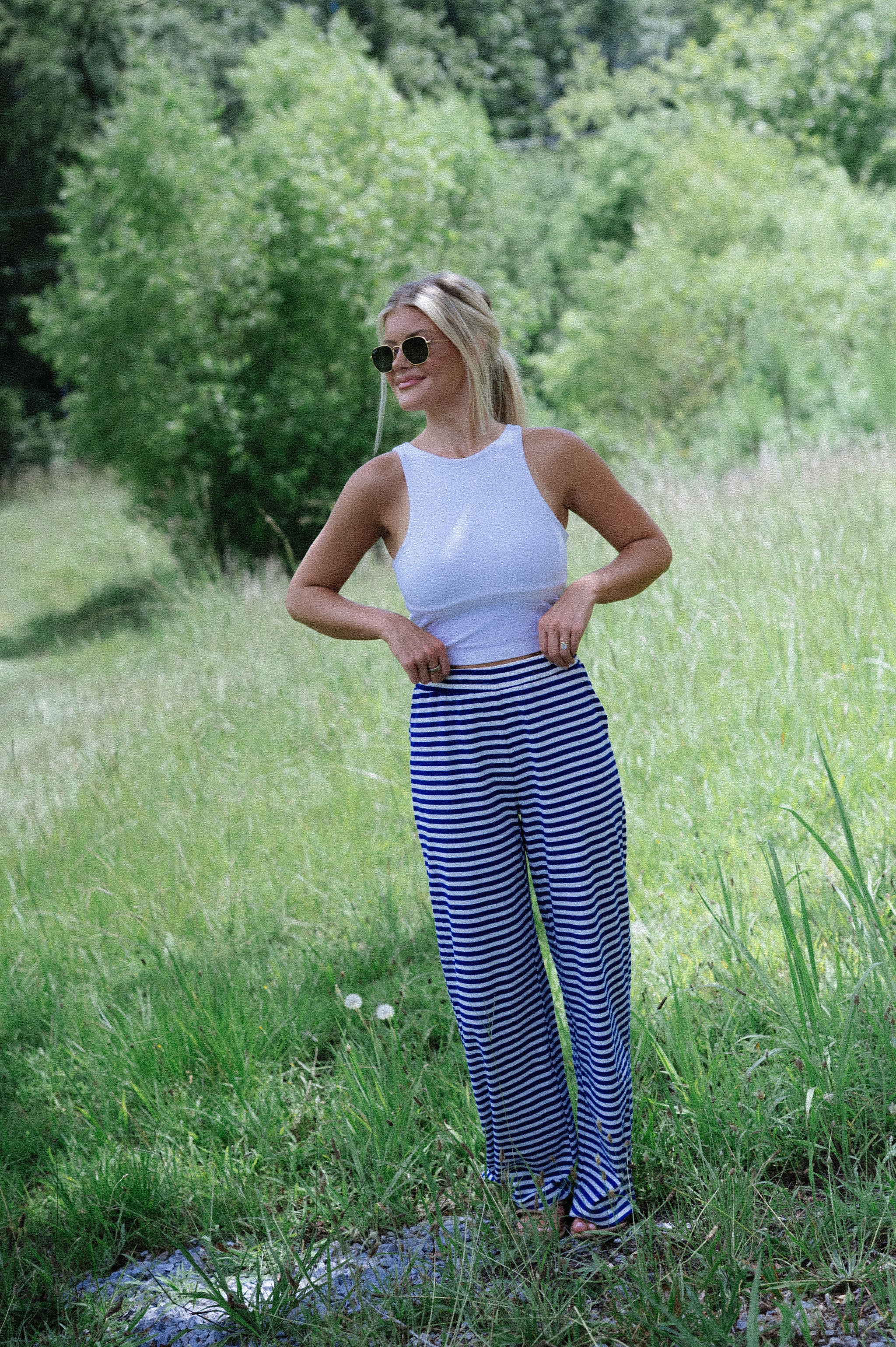 Bennett Striped Pants-Blue
