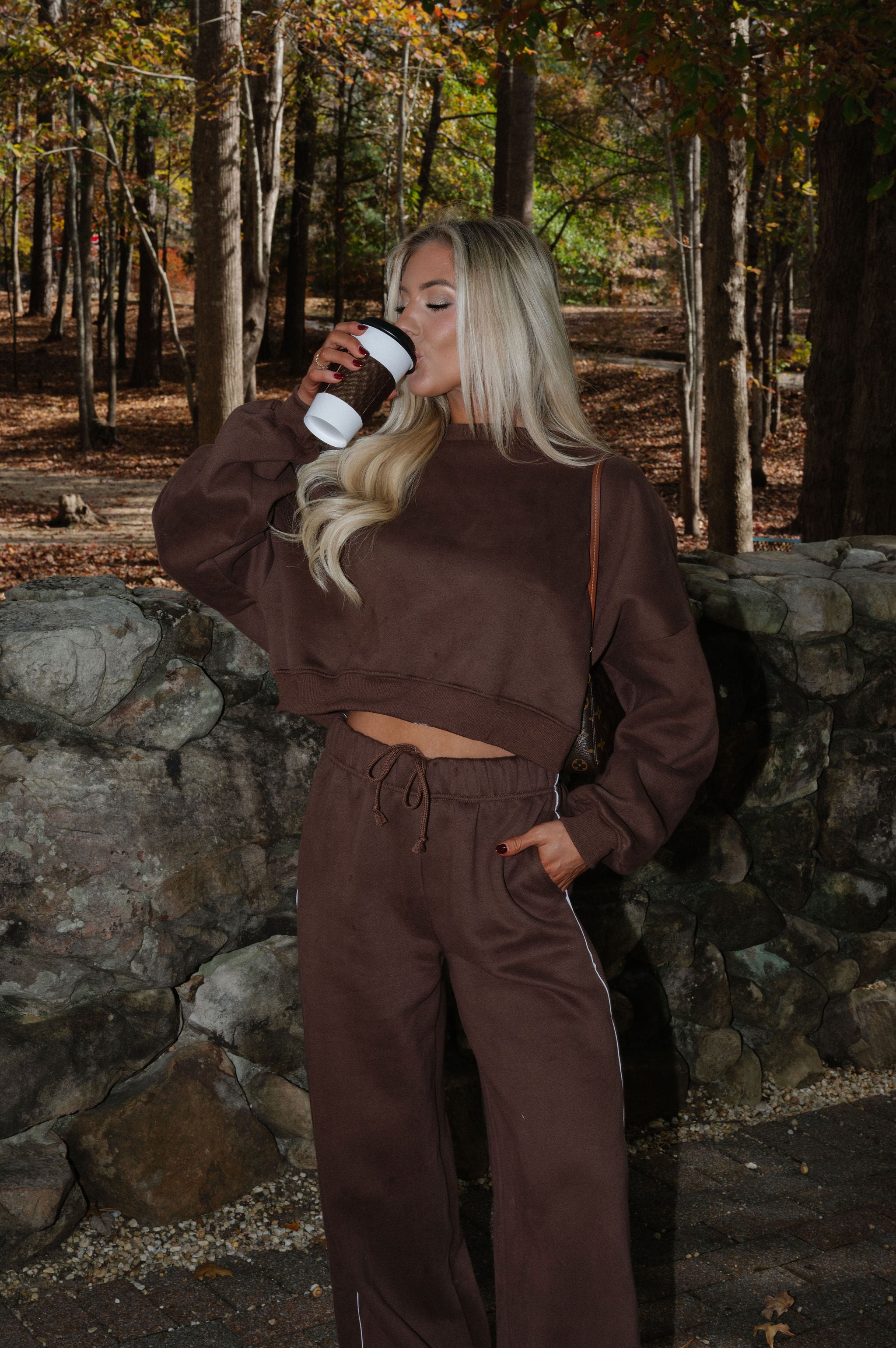 Lucky Cozy Fleece Crewneck- Chocolate