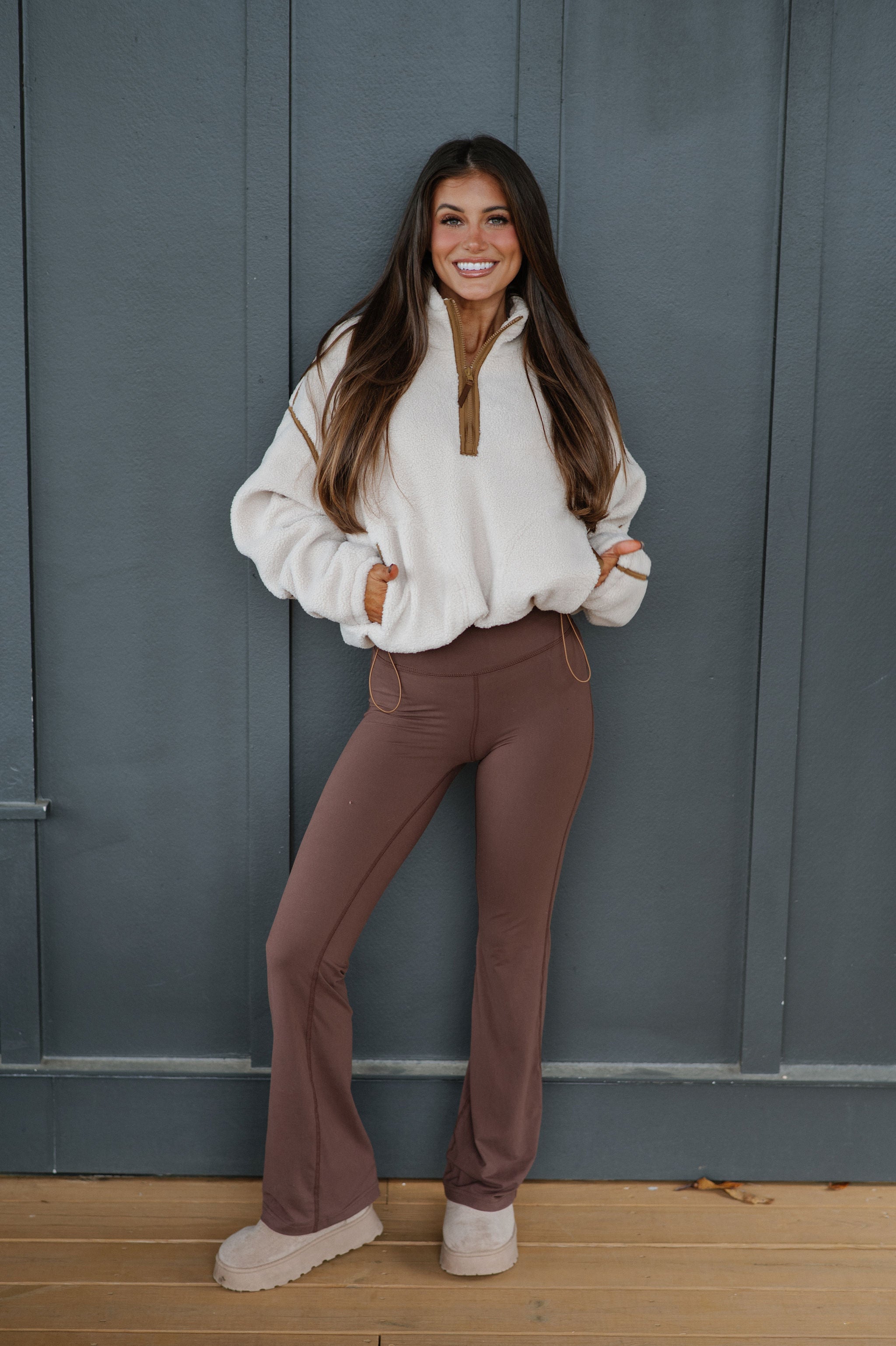 Contrast Sherpa Pullover-Oatmilk