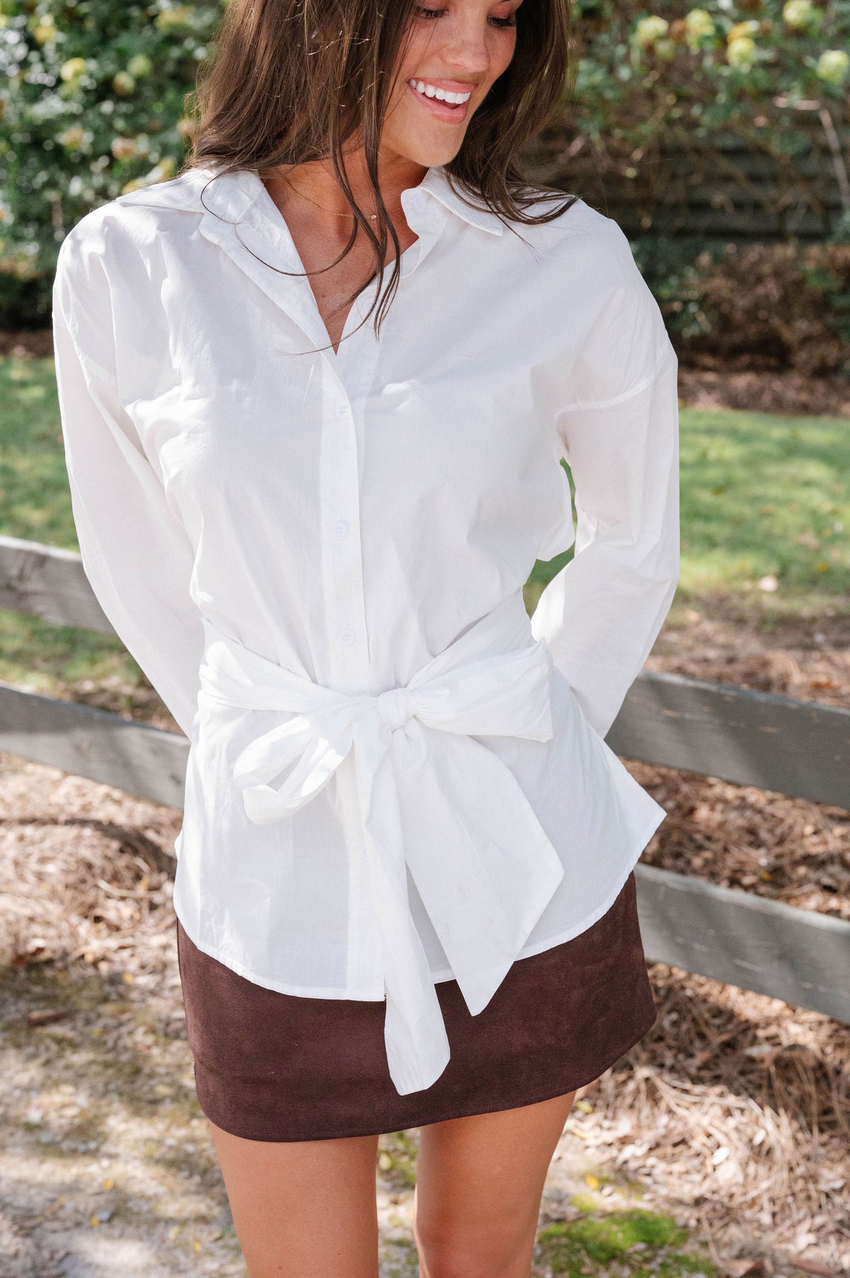 Erin Tie Detail Shirt-White
