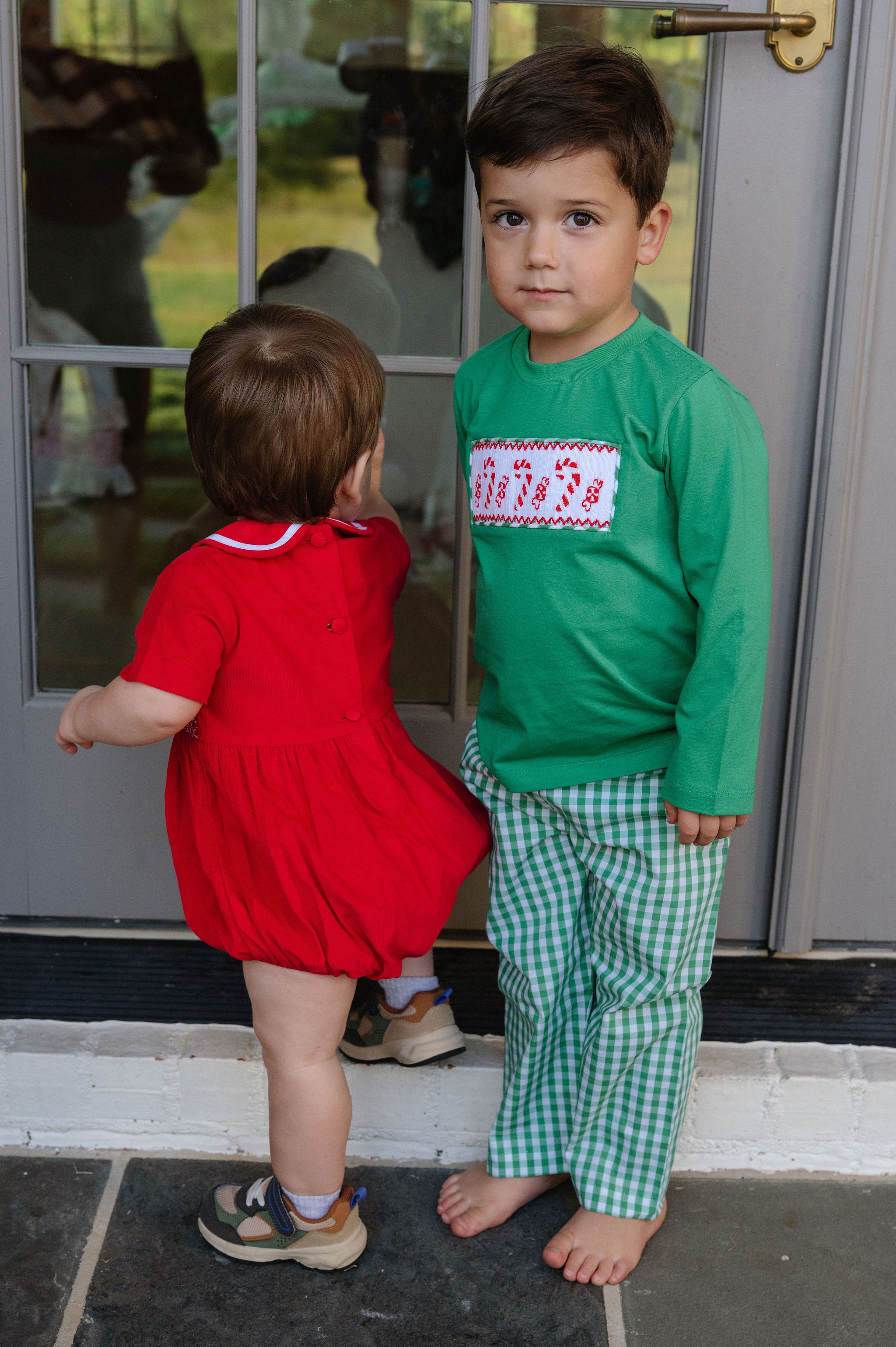 Smocked Candy Cane Shirt Pants Set