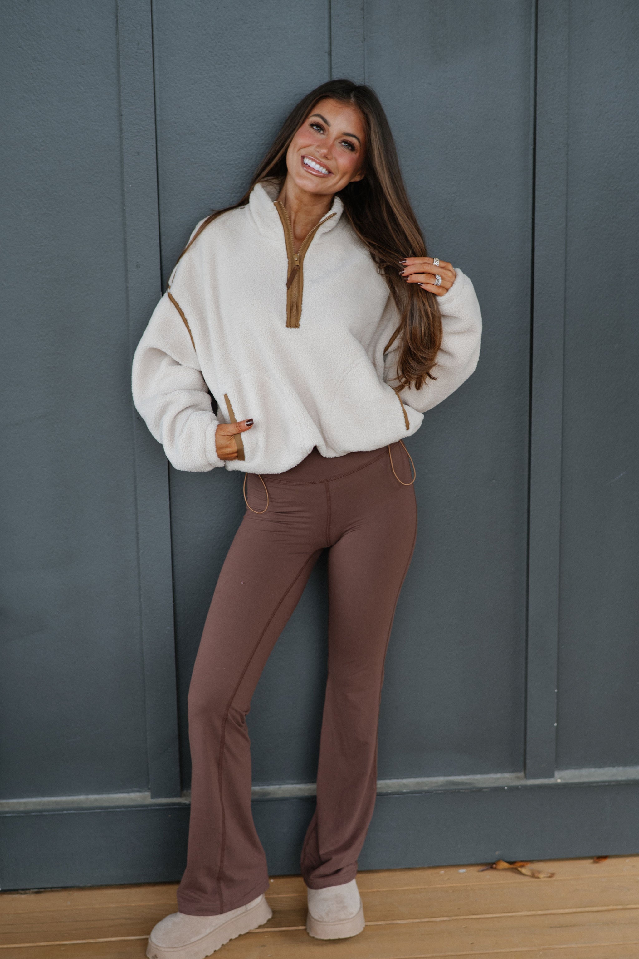 Contrast Sherpa Pullover-Oatmilk