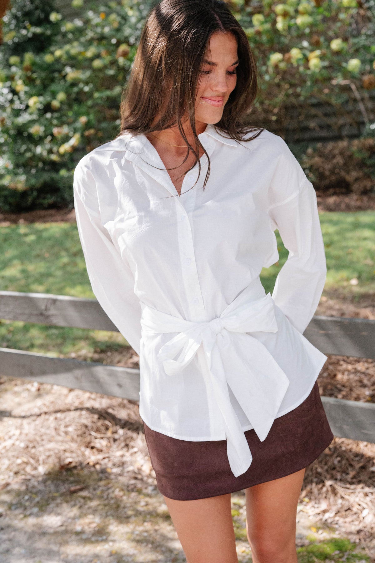 Erin Tie Detail Shirt-White
