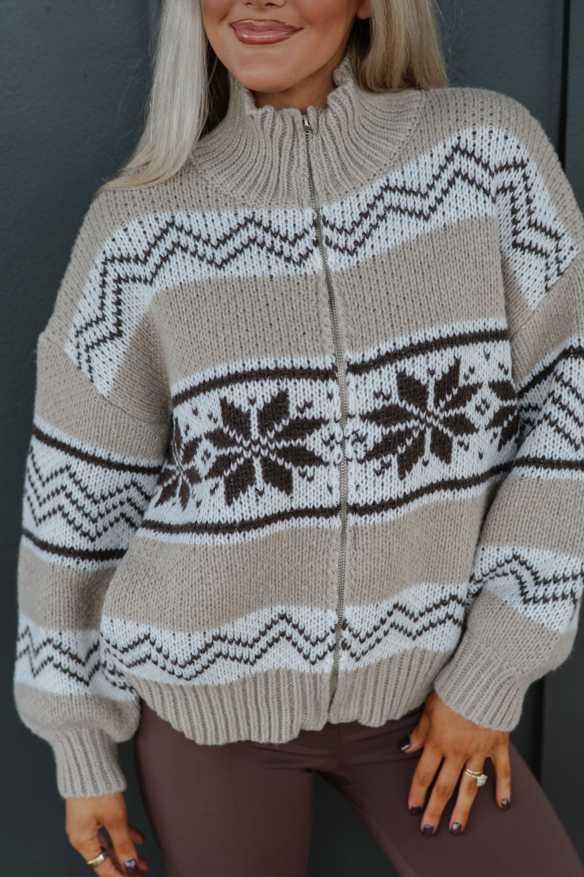 Bianca Sweater Jacket-Brown Multi