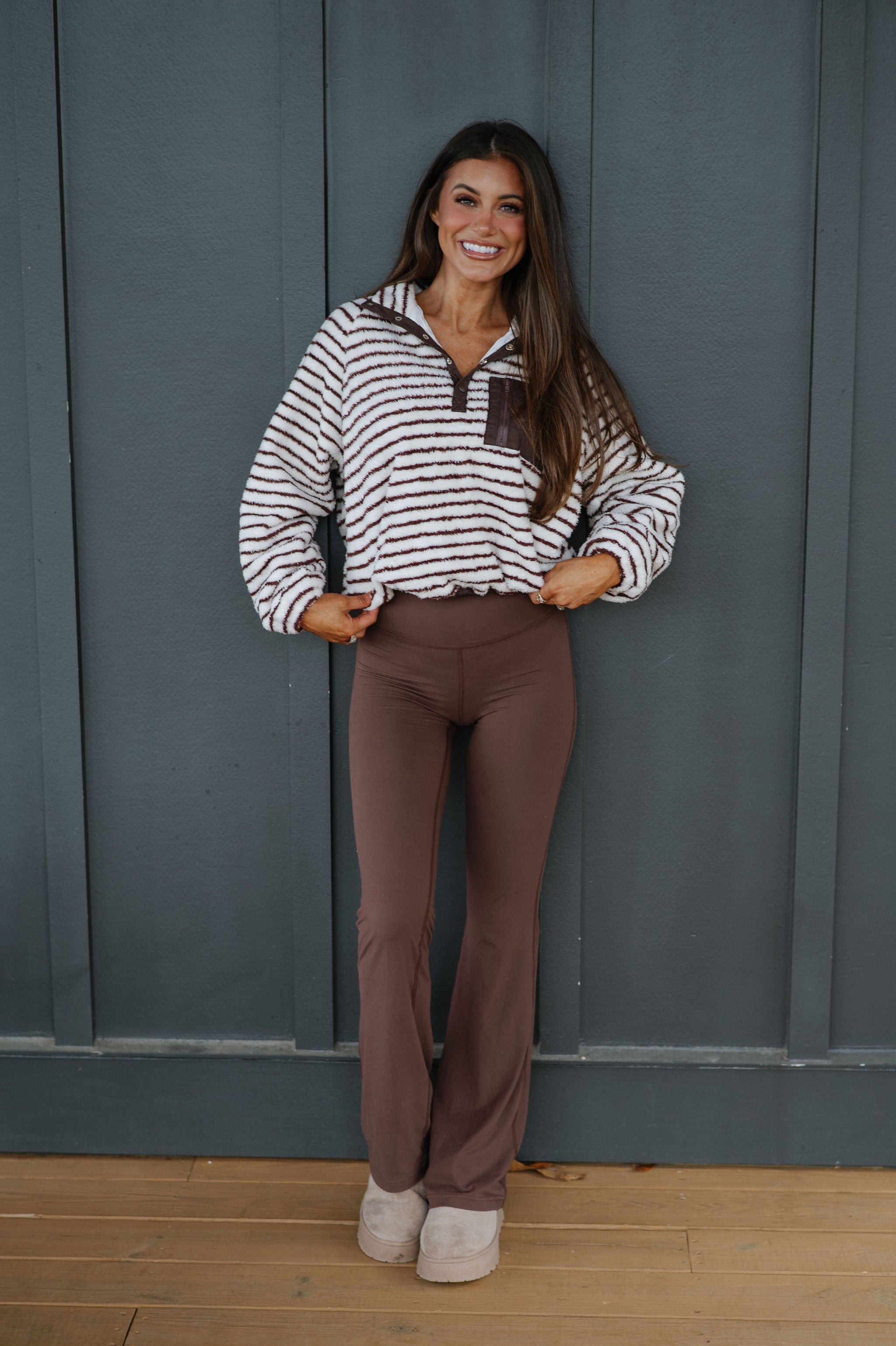 Devon Striped Pullover-Mocha Creme
