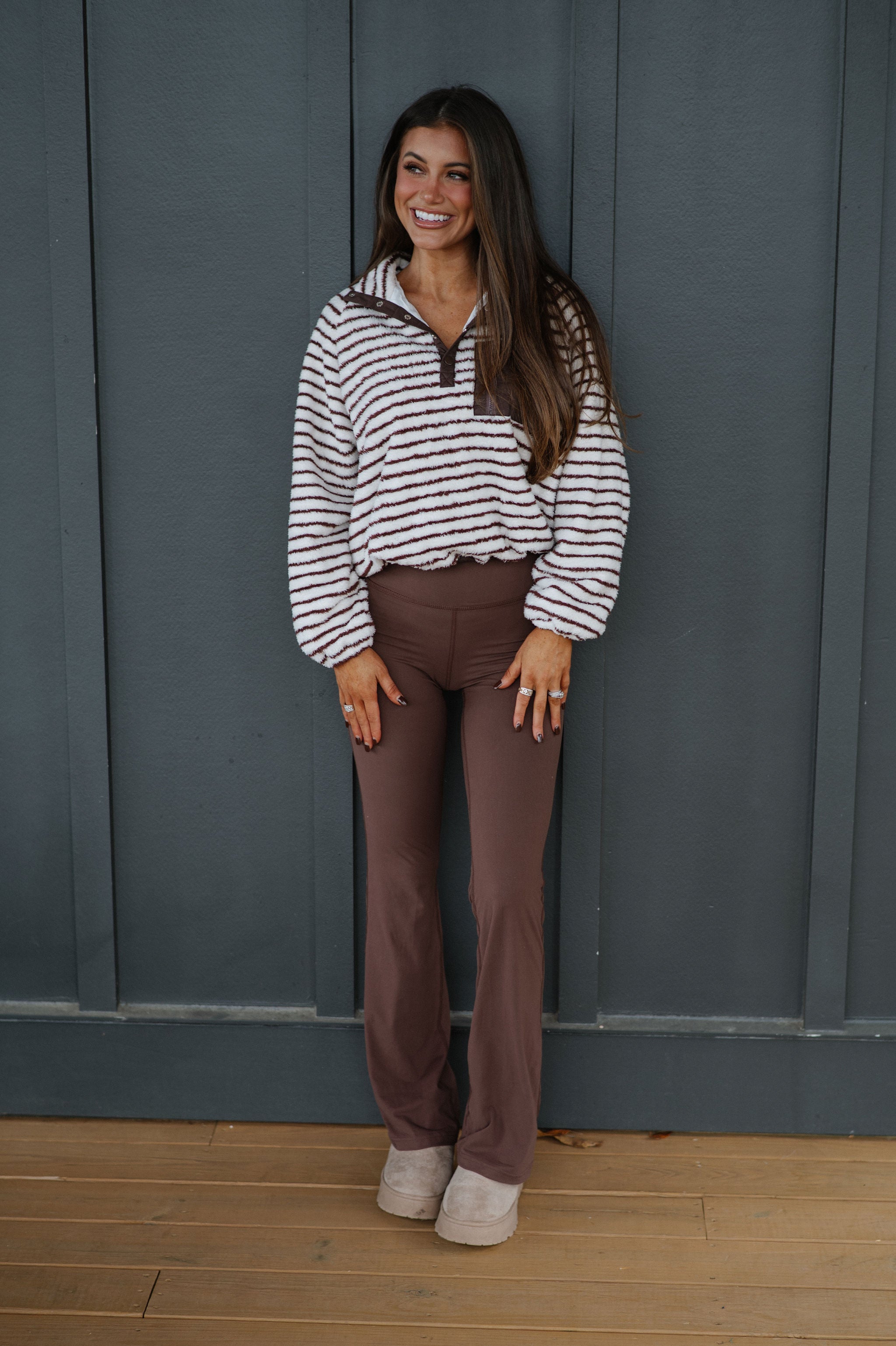 Devon Striped Pullover-Mocha Creme