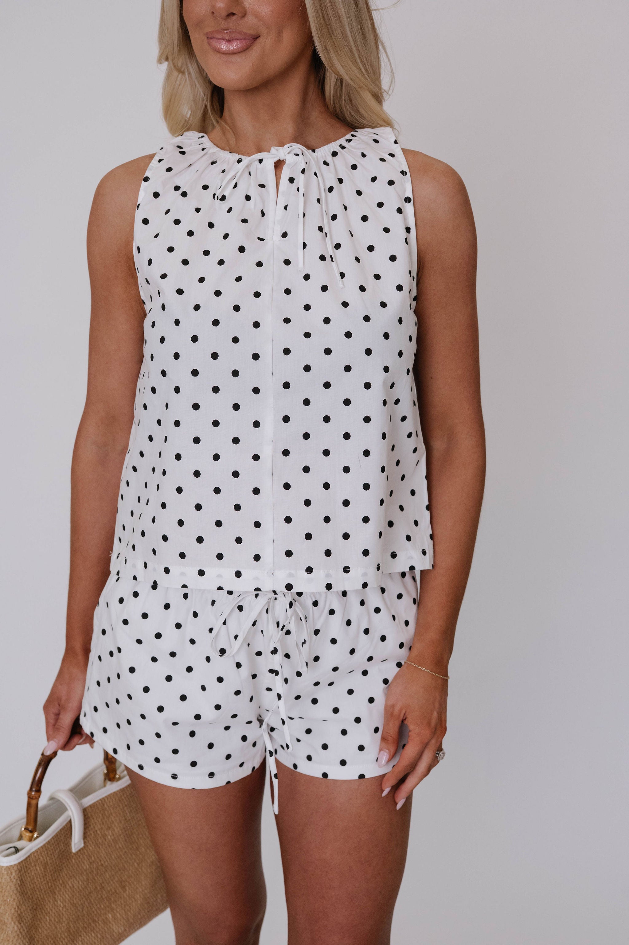 Landon Polka Dot Shorts-White/Black
