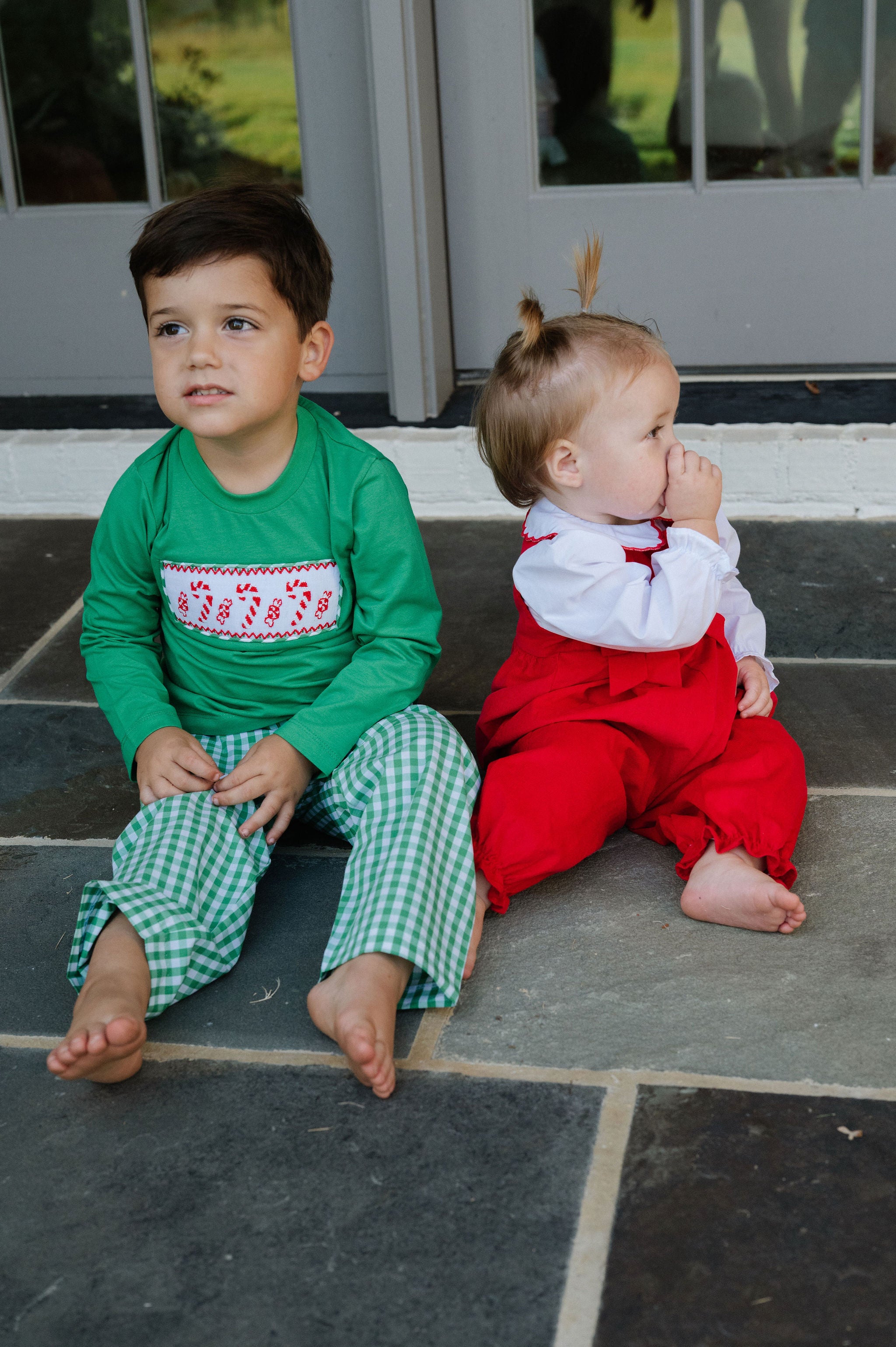 Smocked Candy Cane Shirt Pants Set