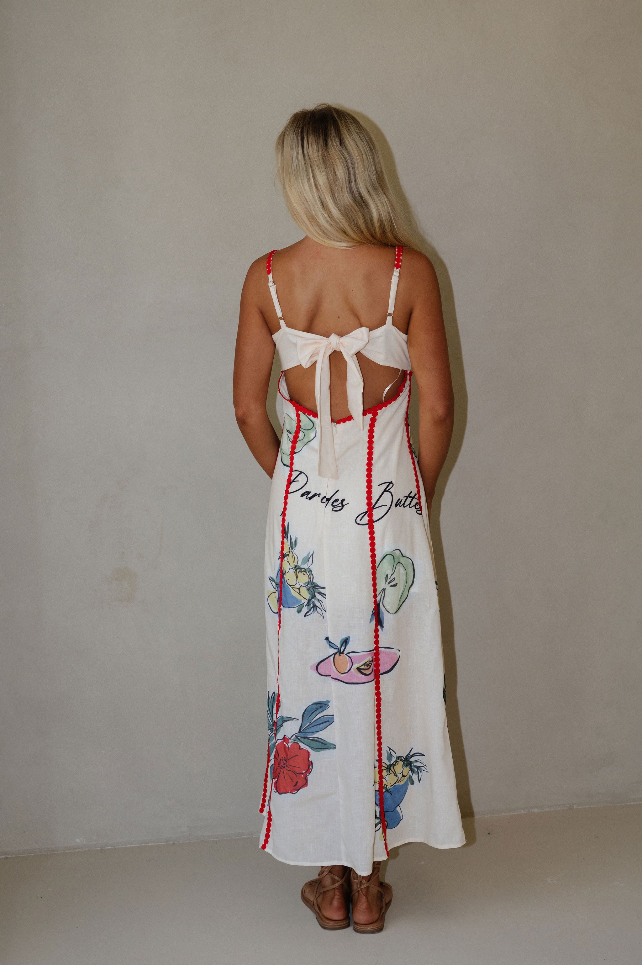Romie Linen Trim Maxi Dress-Natural