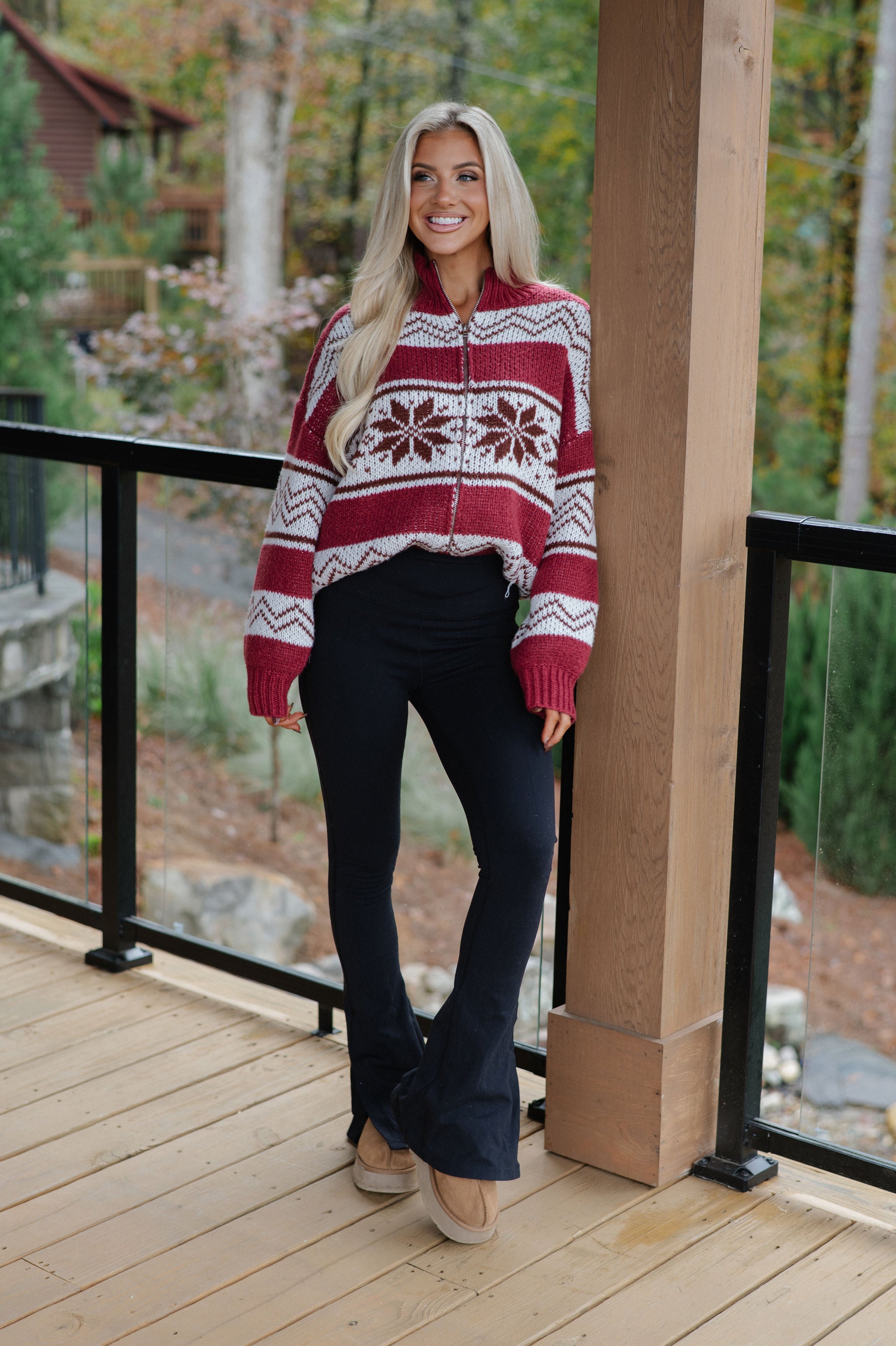 Bianca Sweater Jacket-Burgundy Multi