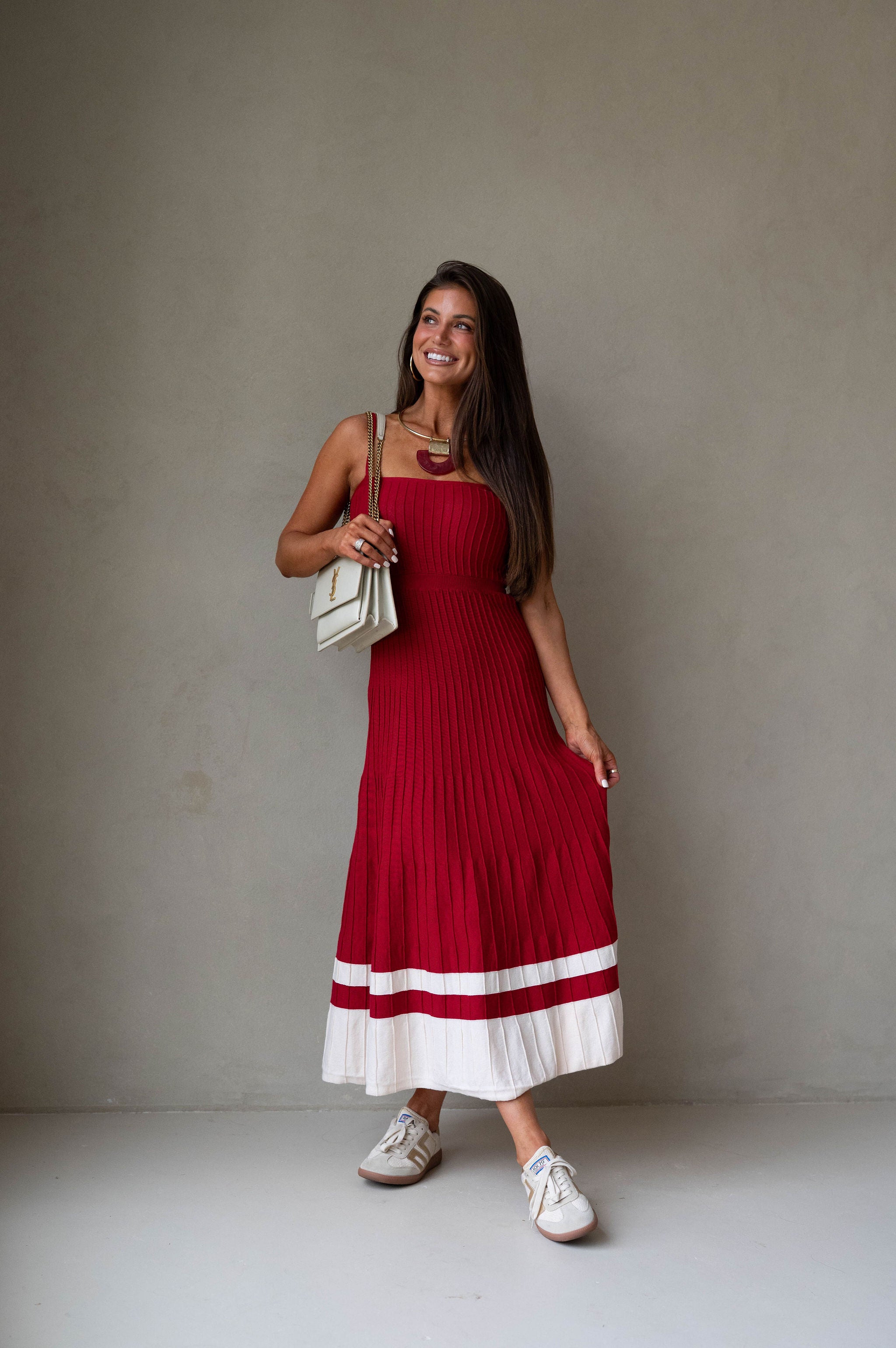 Kenzie Dress-Scarlet/Ecru