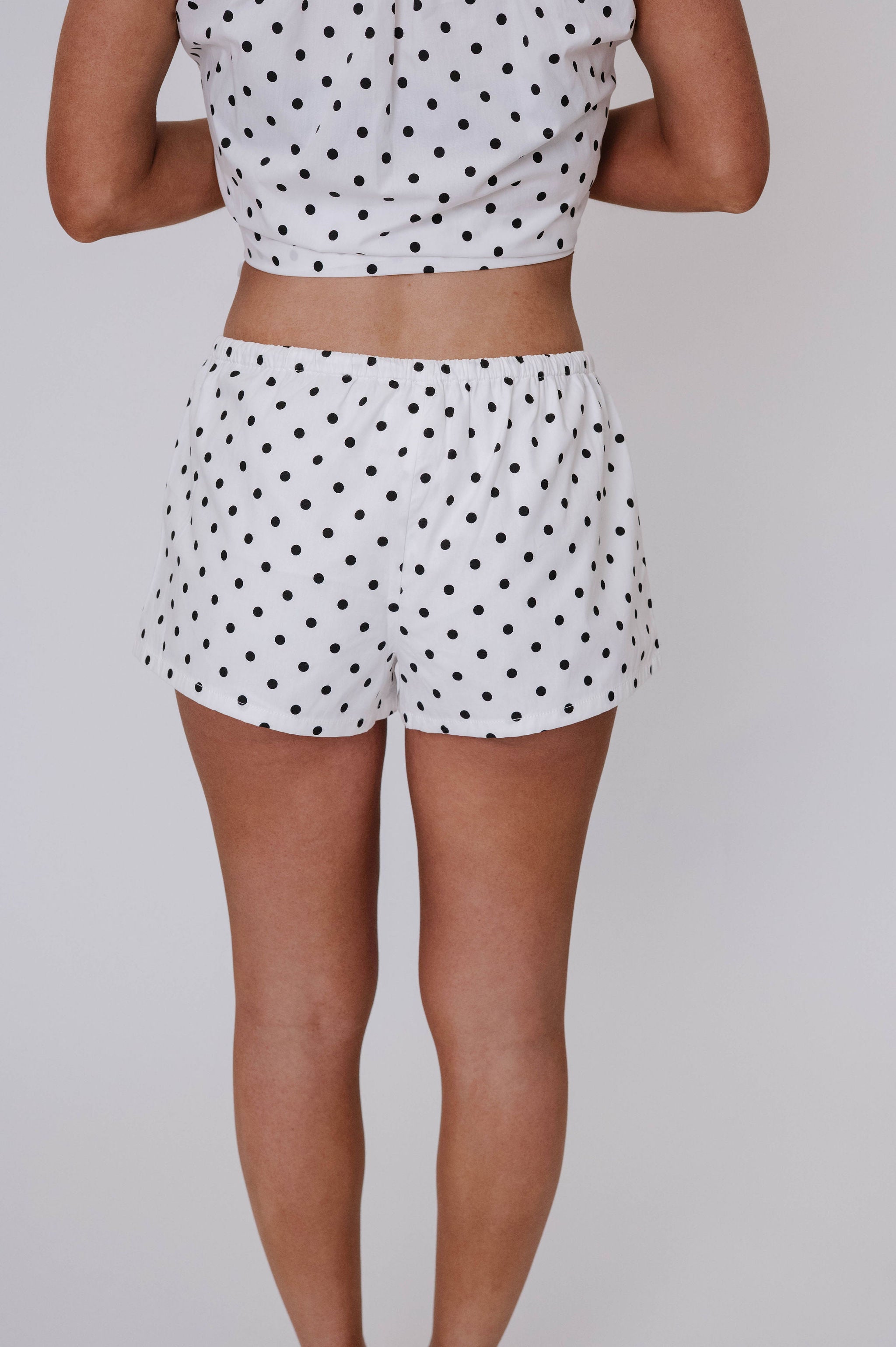 Landon Polka Dot Shorts-White/Black