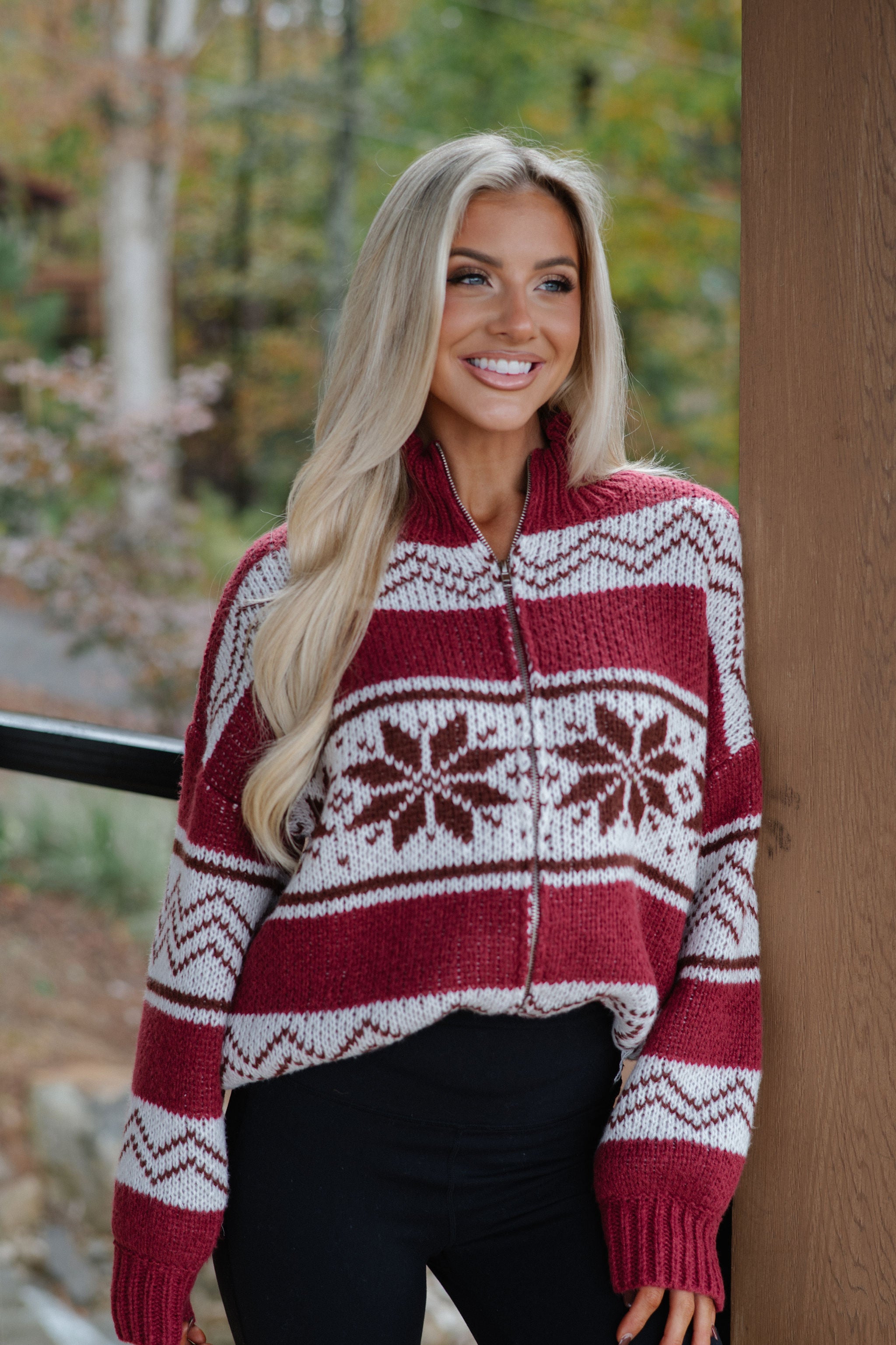 Bianca Sweater Jacket-Burgundy Multi