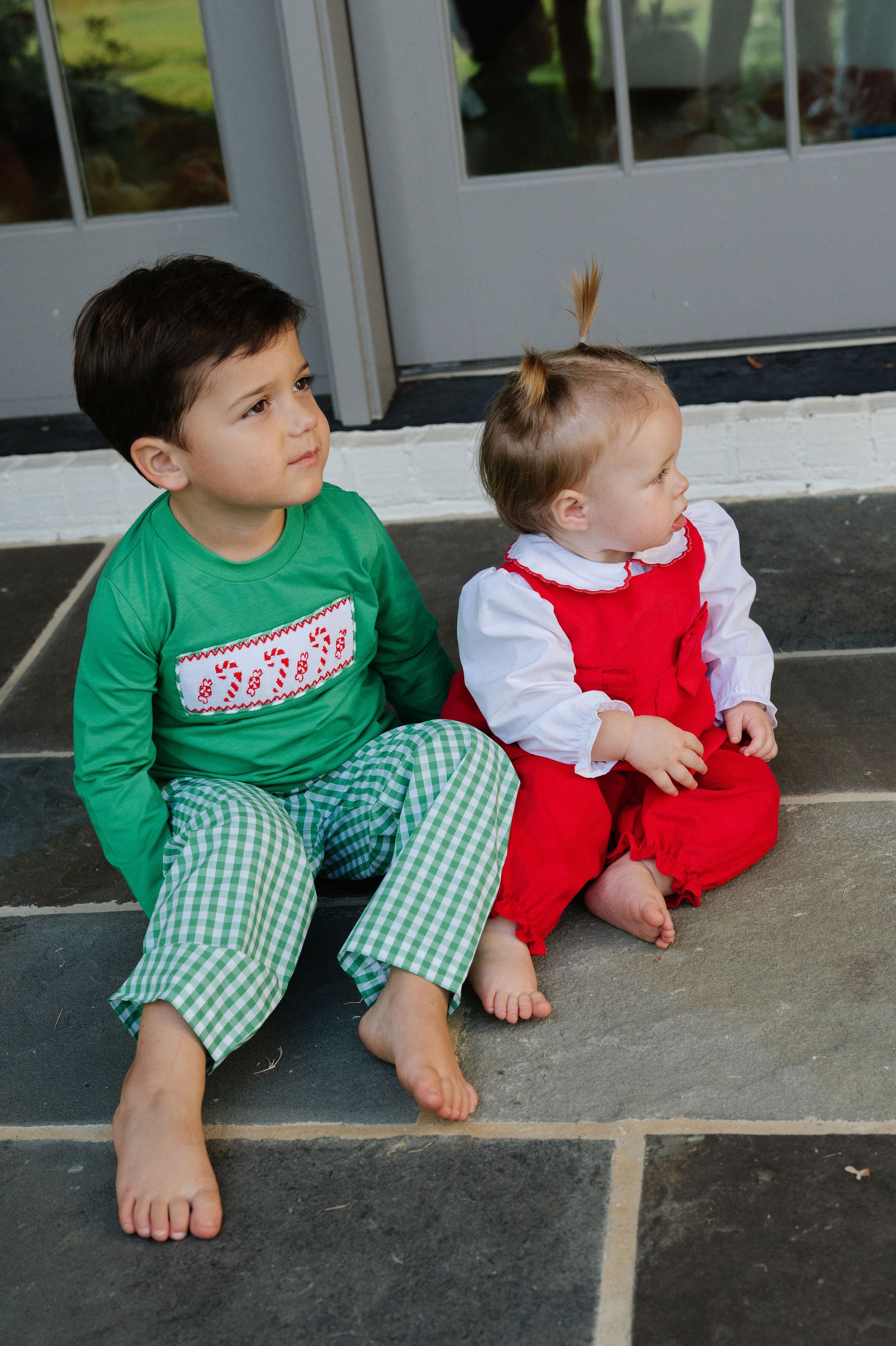 Smocked Candy Cane Shirt Pants Set