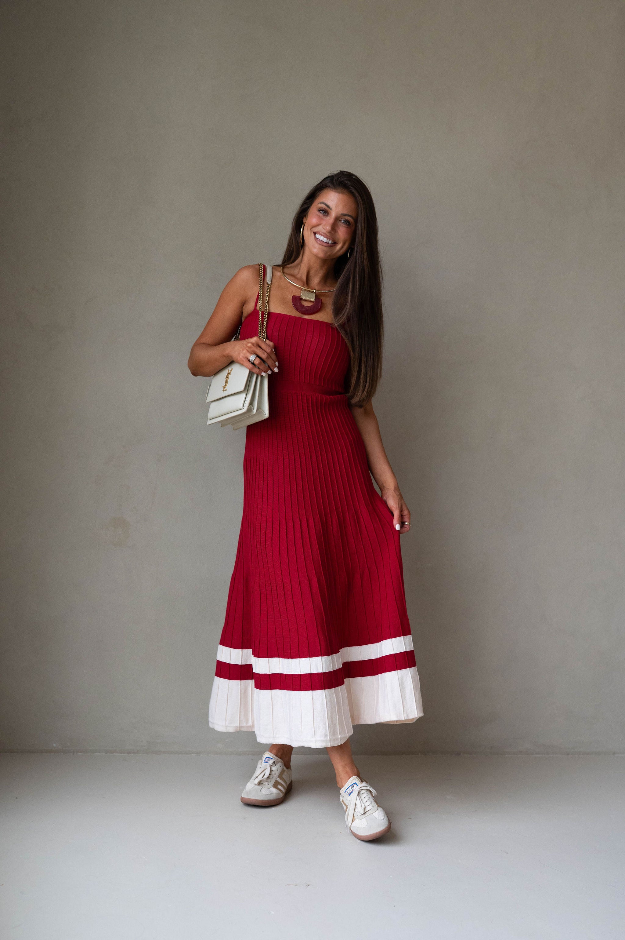 Kenzie Dress-Scarlet/Ecru