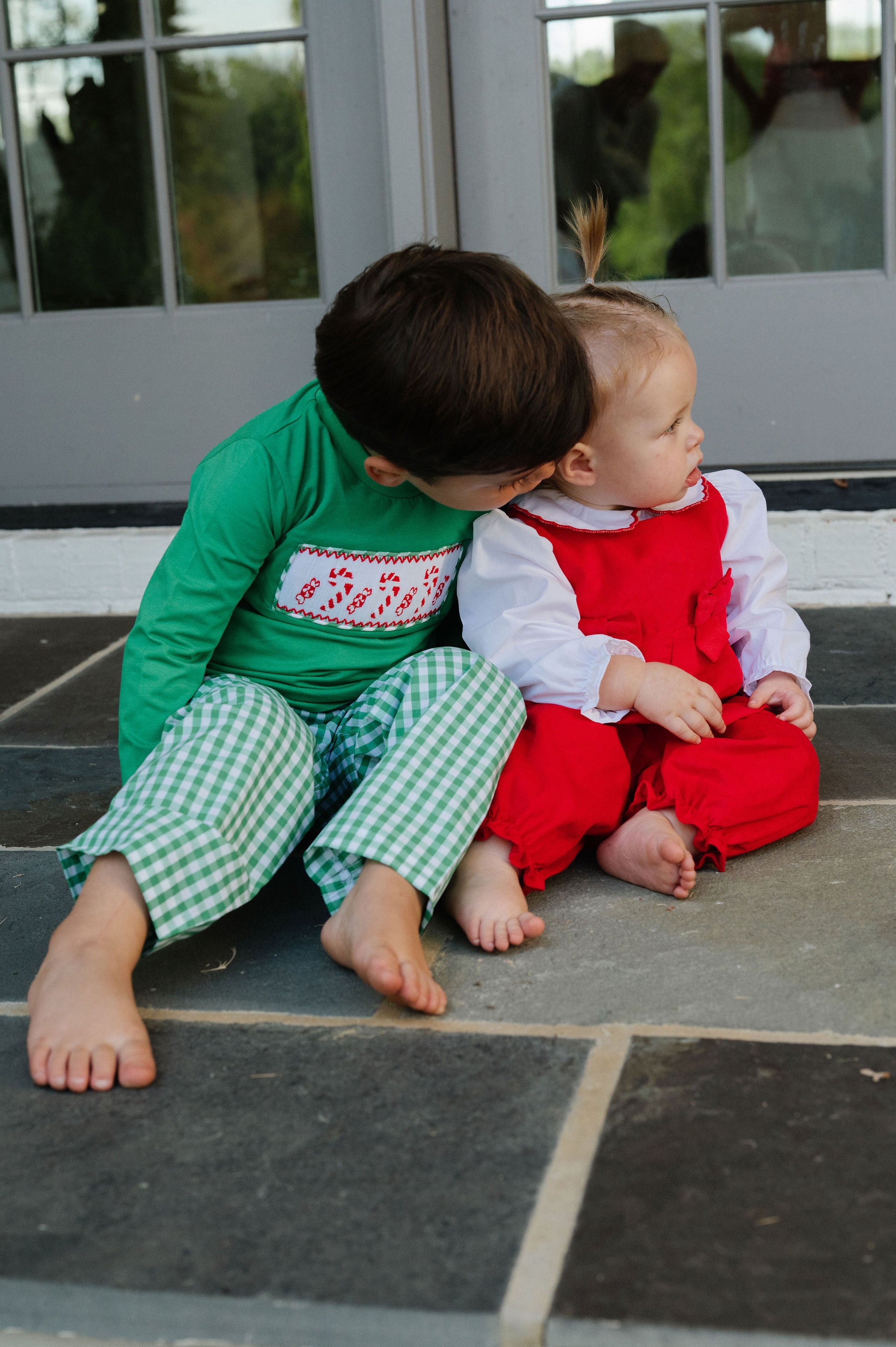 Smocked Candy Cane Shirt Pants Set
