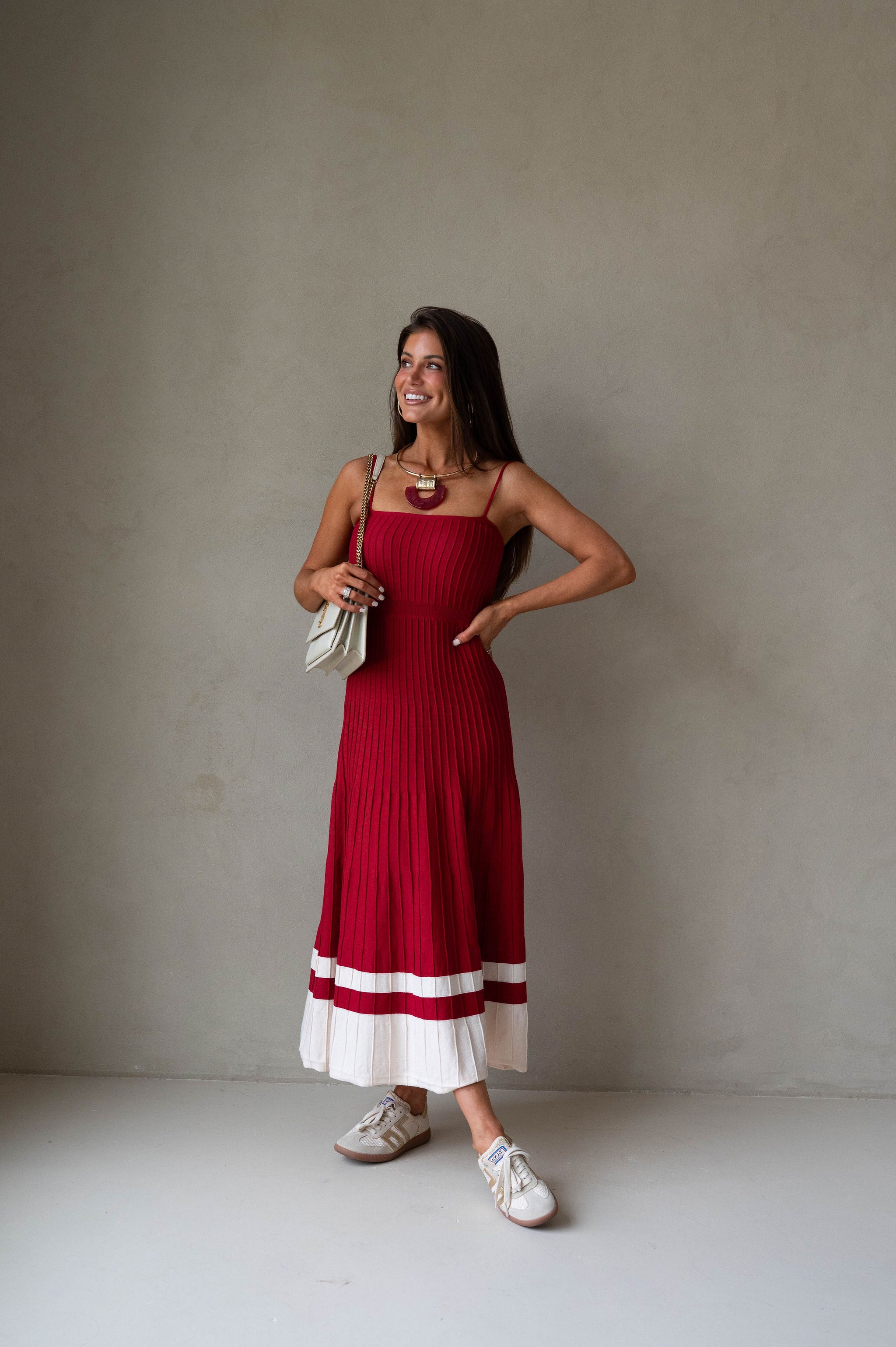 Kenzie Dress-Scarlet/Ecru
