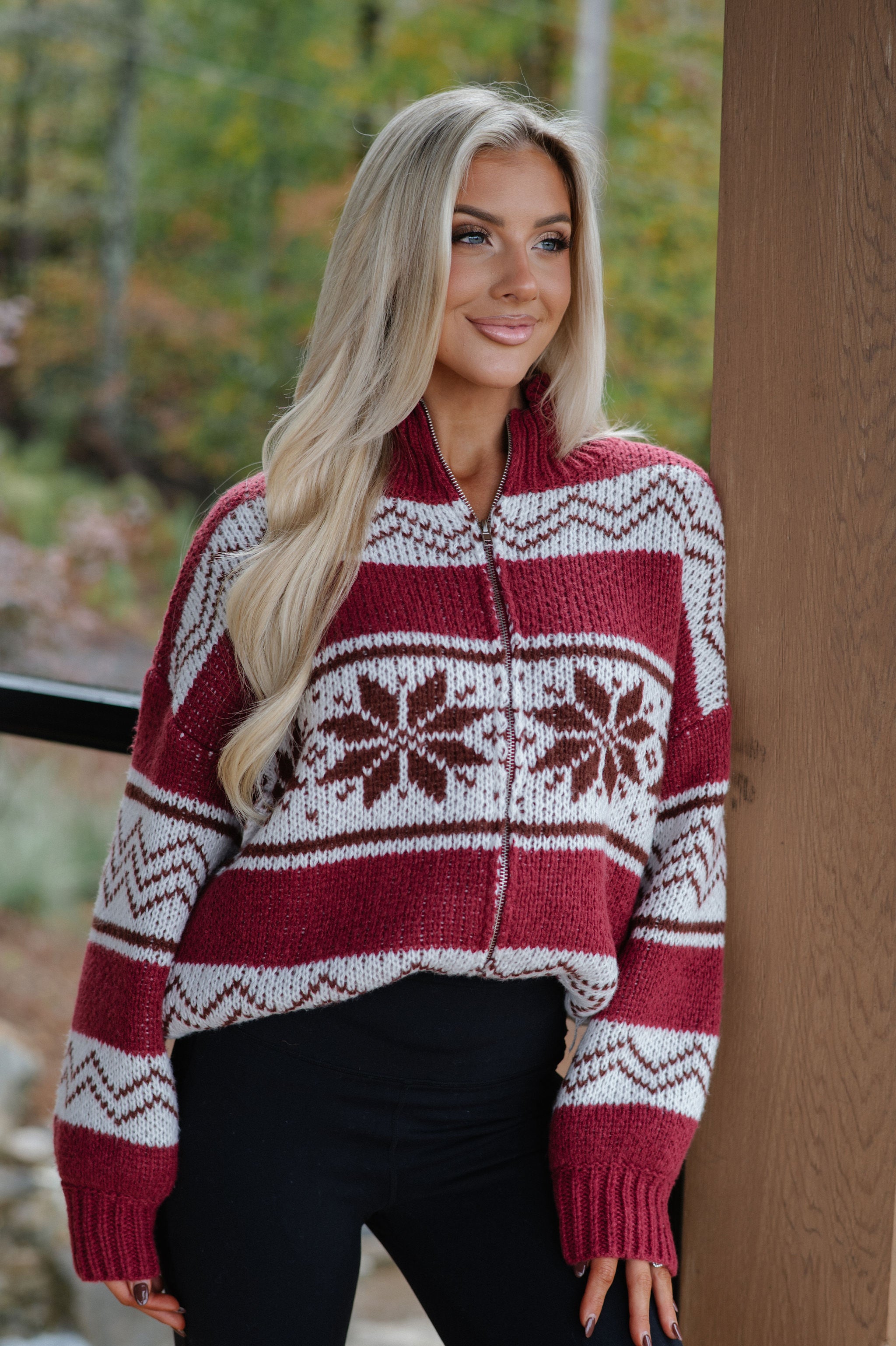 Bianca Sweater Jacket-Burgundy Multi