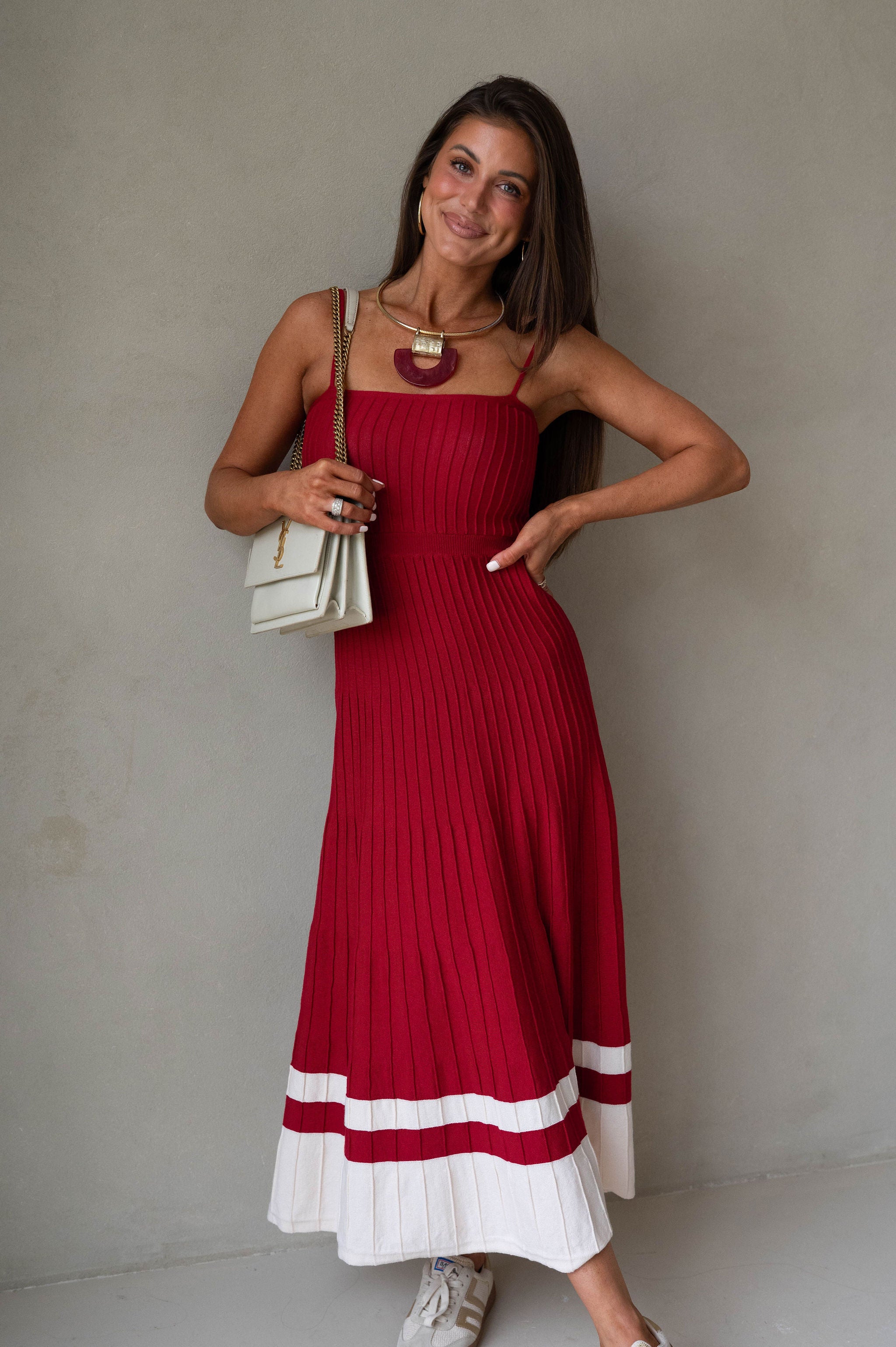 Kenzie Dress-Scarlet/Ecru