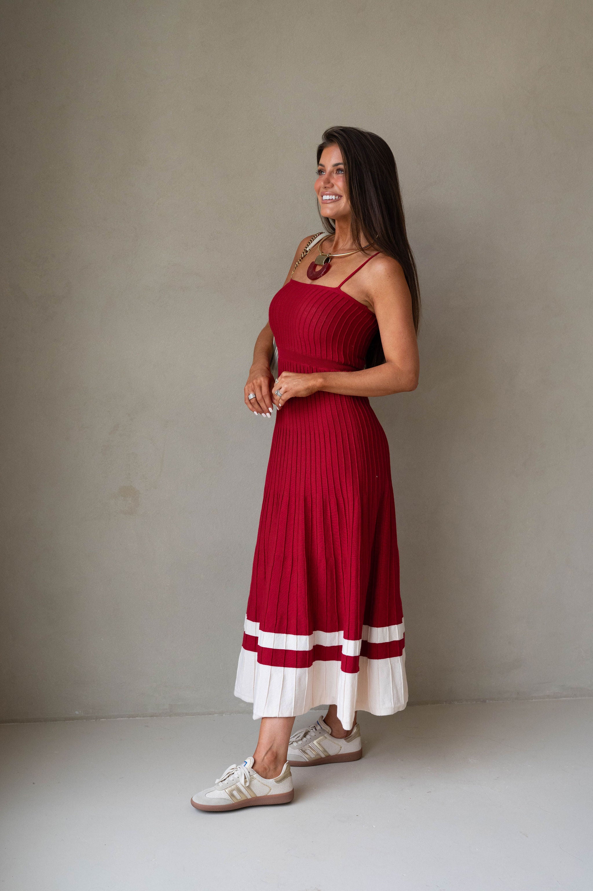 Kenzie Dress-Scarlet/Ecru