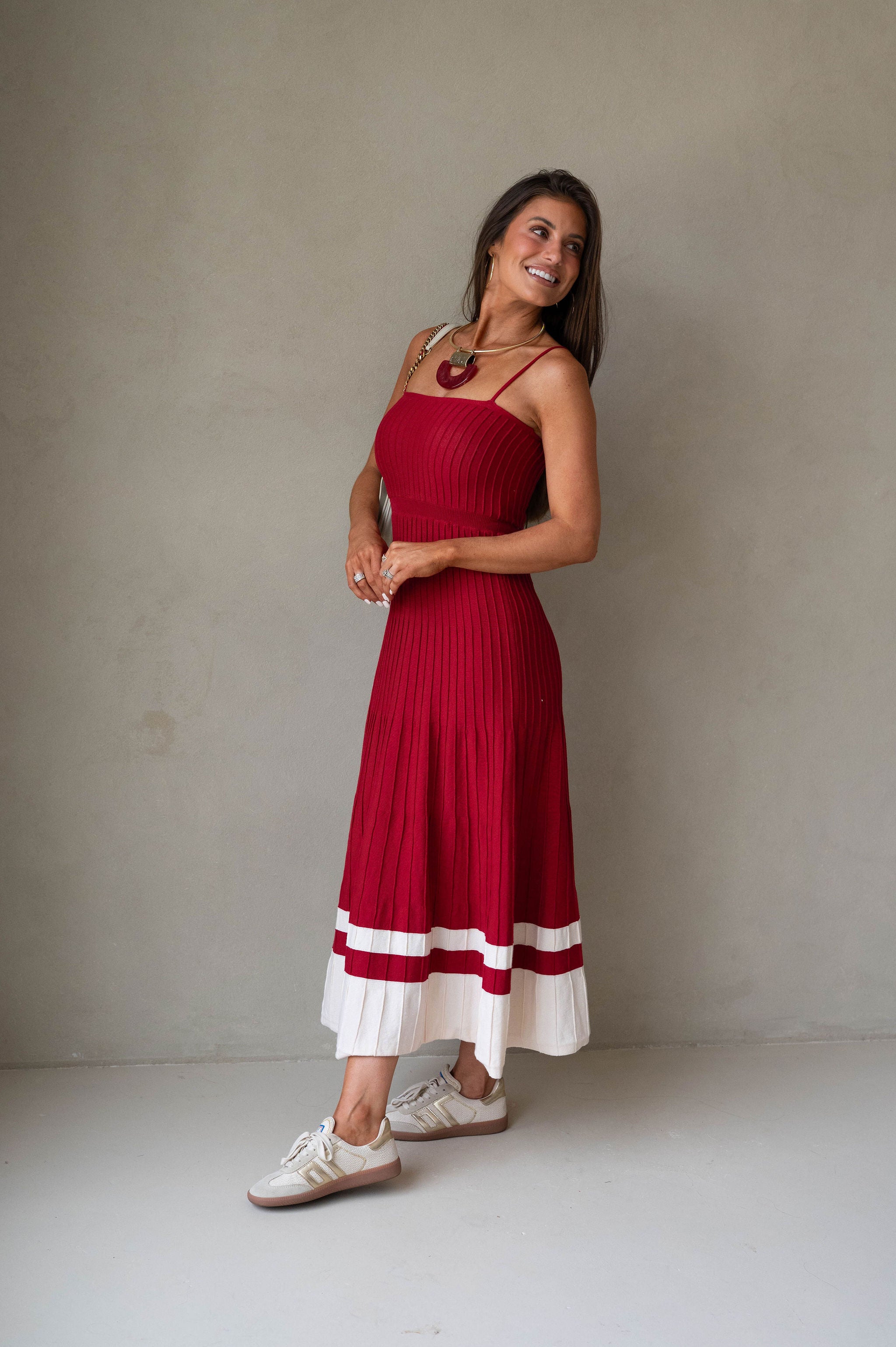 Kenzie Dress-Scarlet/Ecru