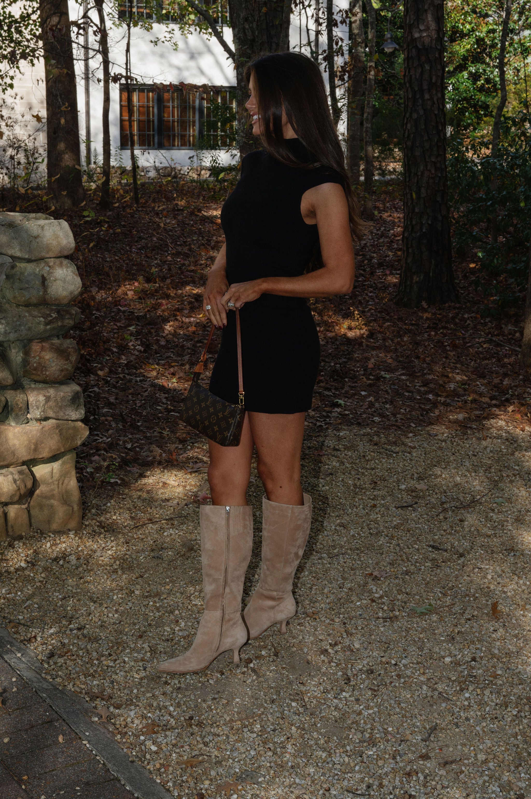 Darcy Mock Neck Dress-Black