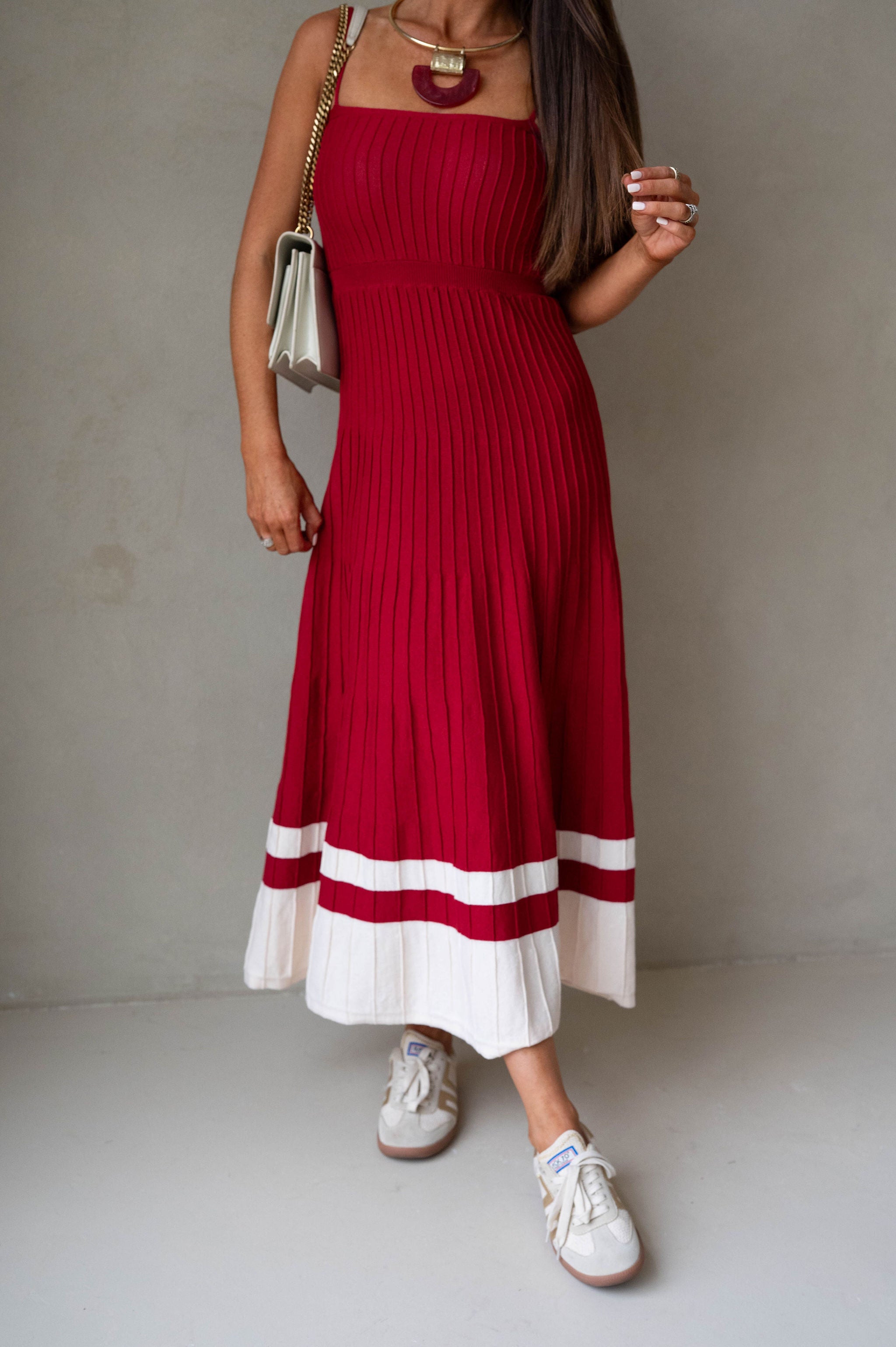 Kenzie Dress-Scarlet/Ecru