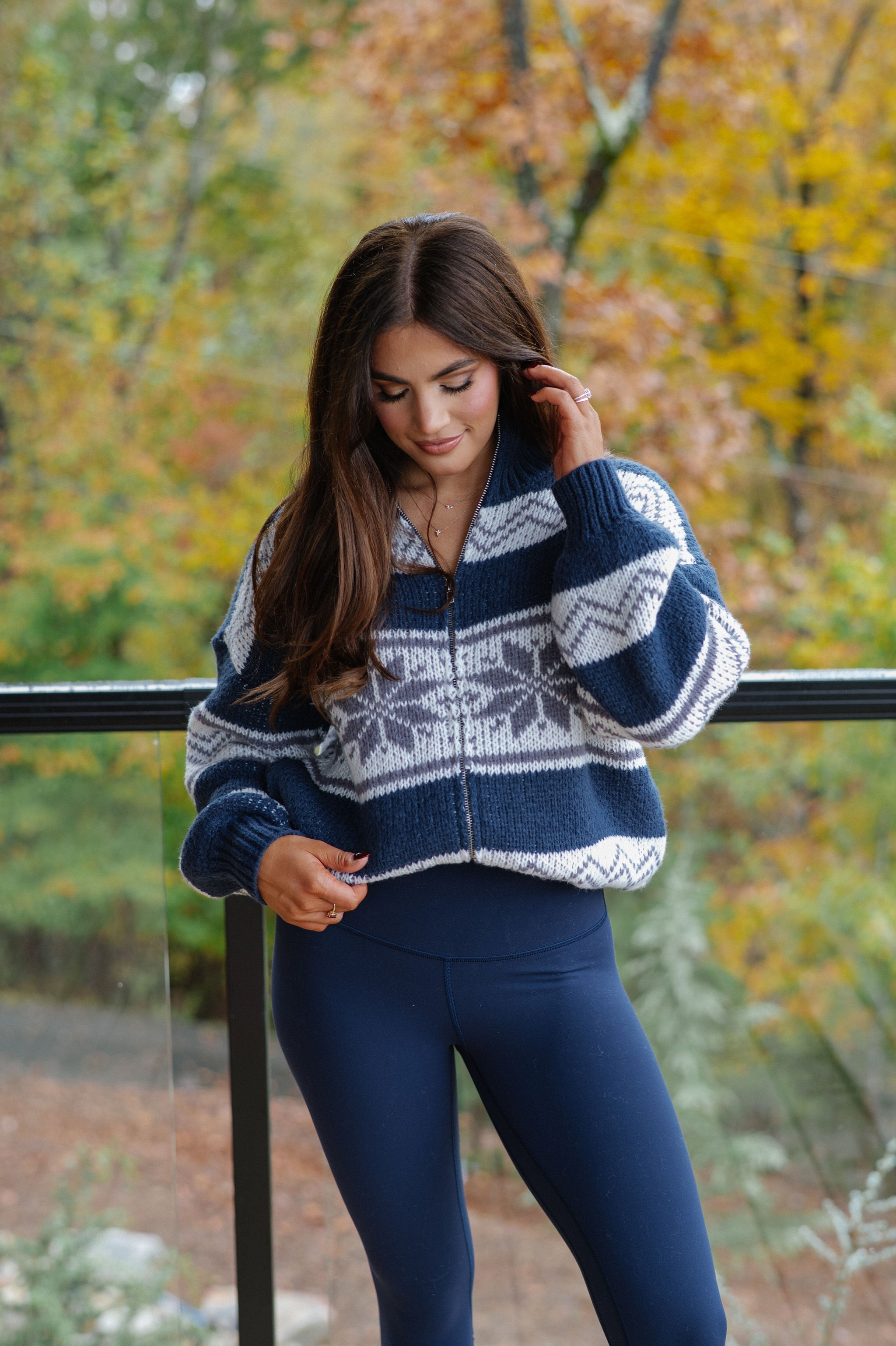 Bianca Sweater Jacket-Navy Multi