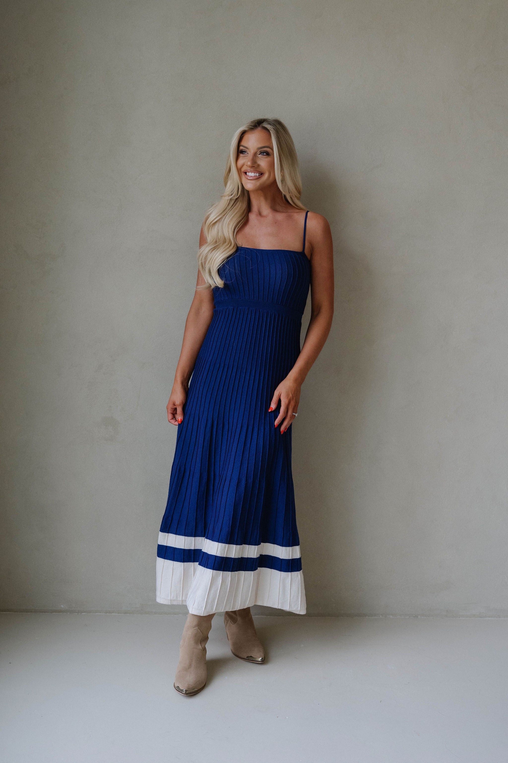 Kenzie Dress-Crown Blue/Ecru