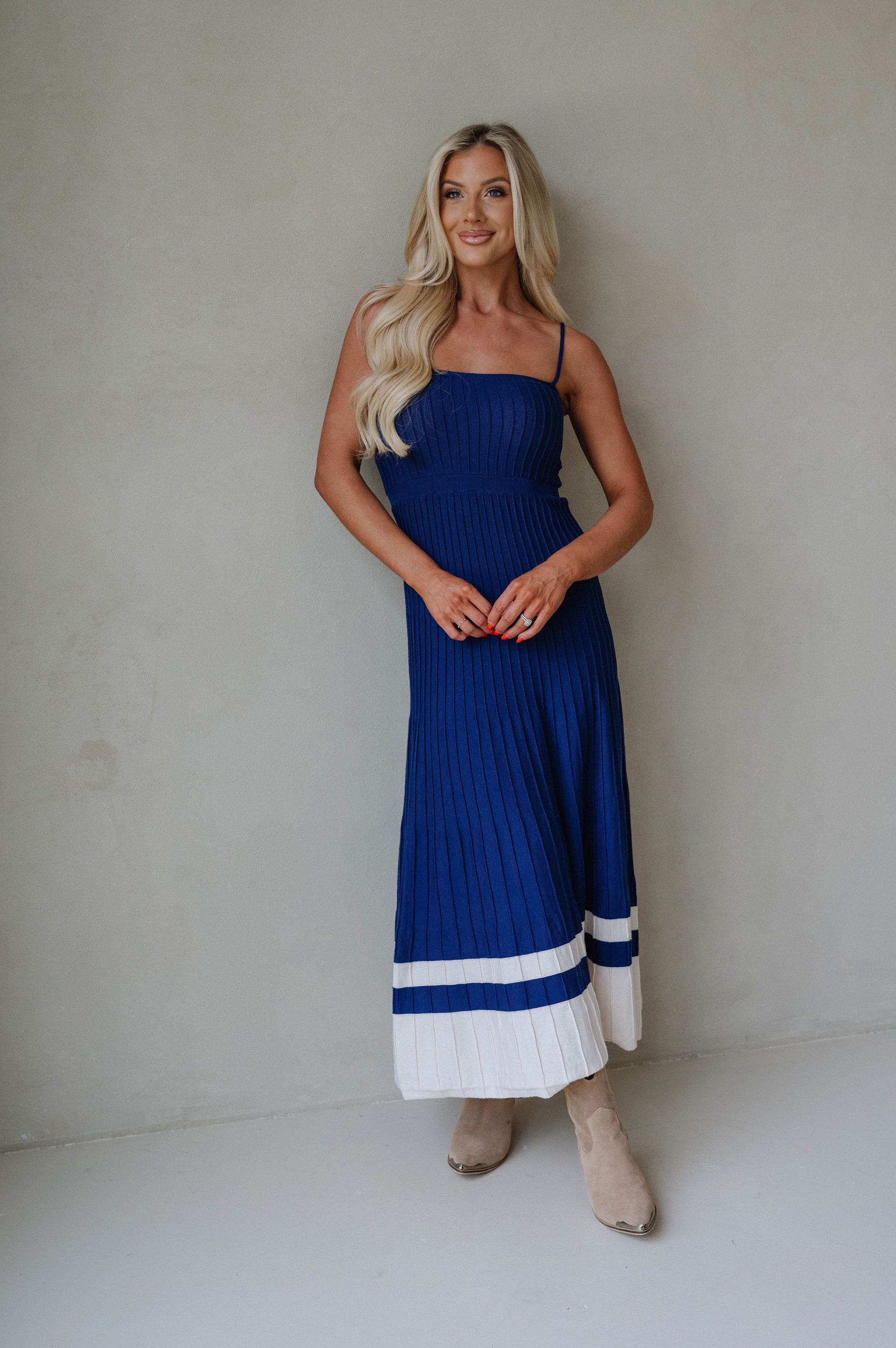 Kenzie Dress-Crown Blue/Ecru