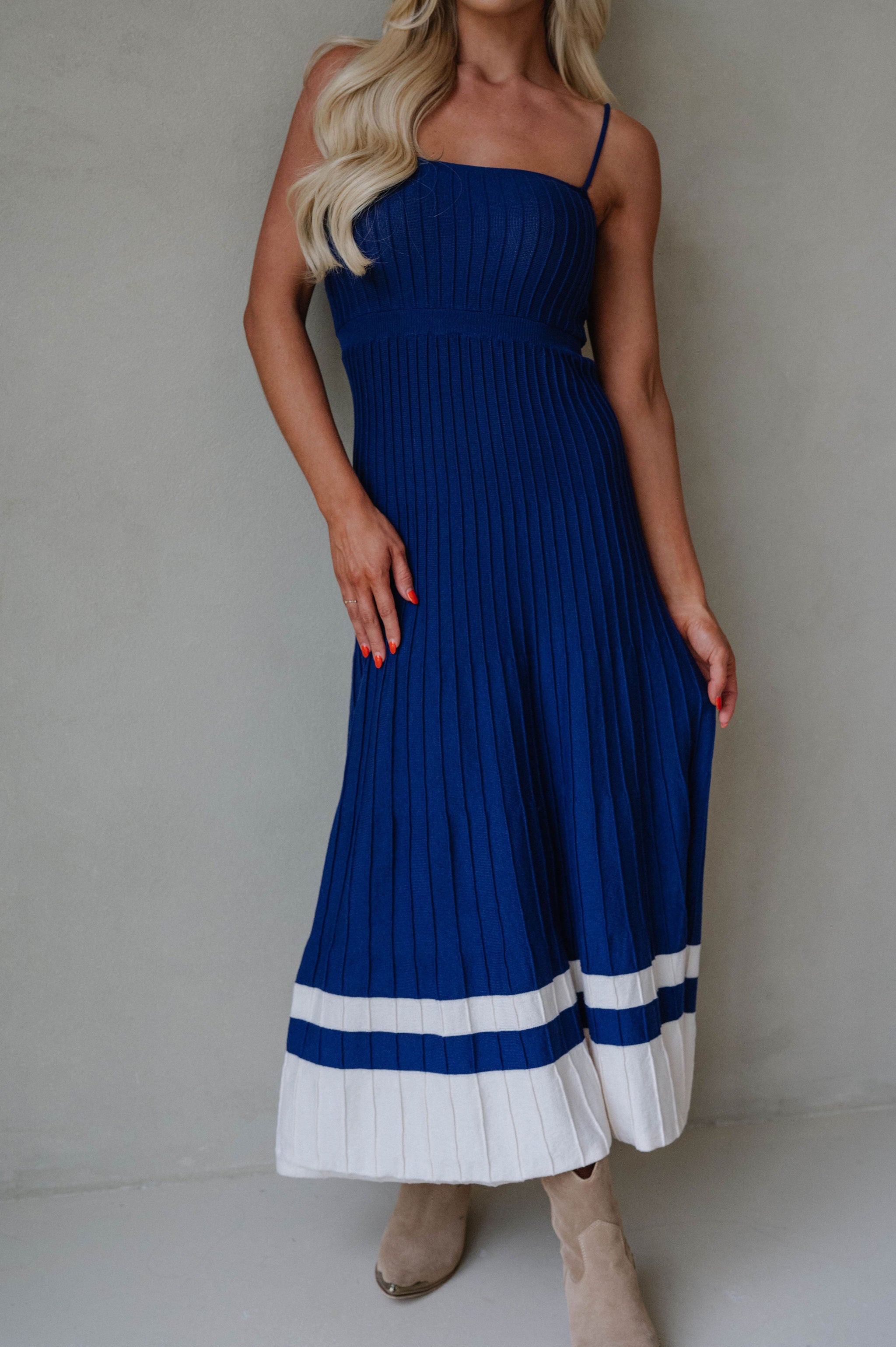 Kenzie Dress-Crown Blue/Ecru