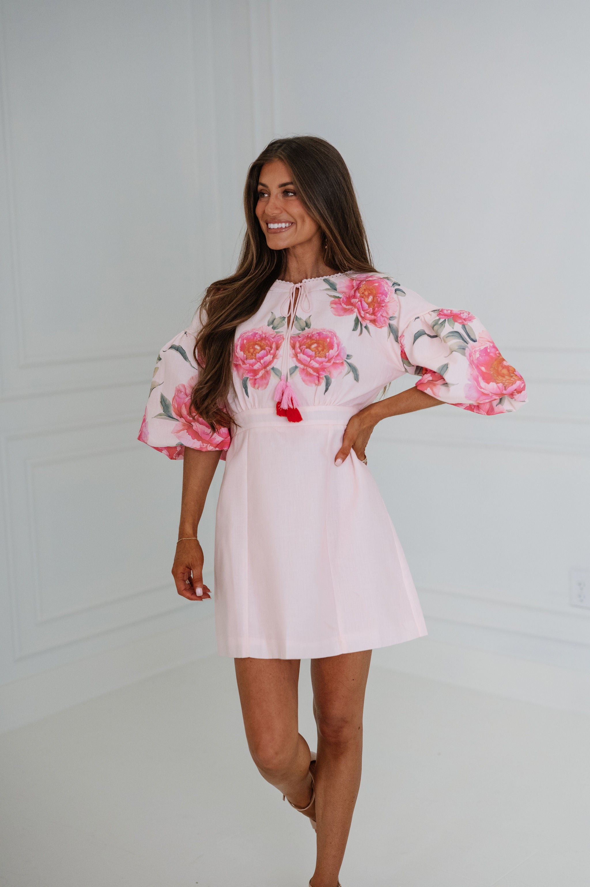 georgia mini dress Georgia Floral Eyelet Lace Mini Dress-Pink M