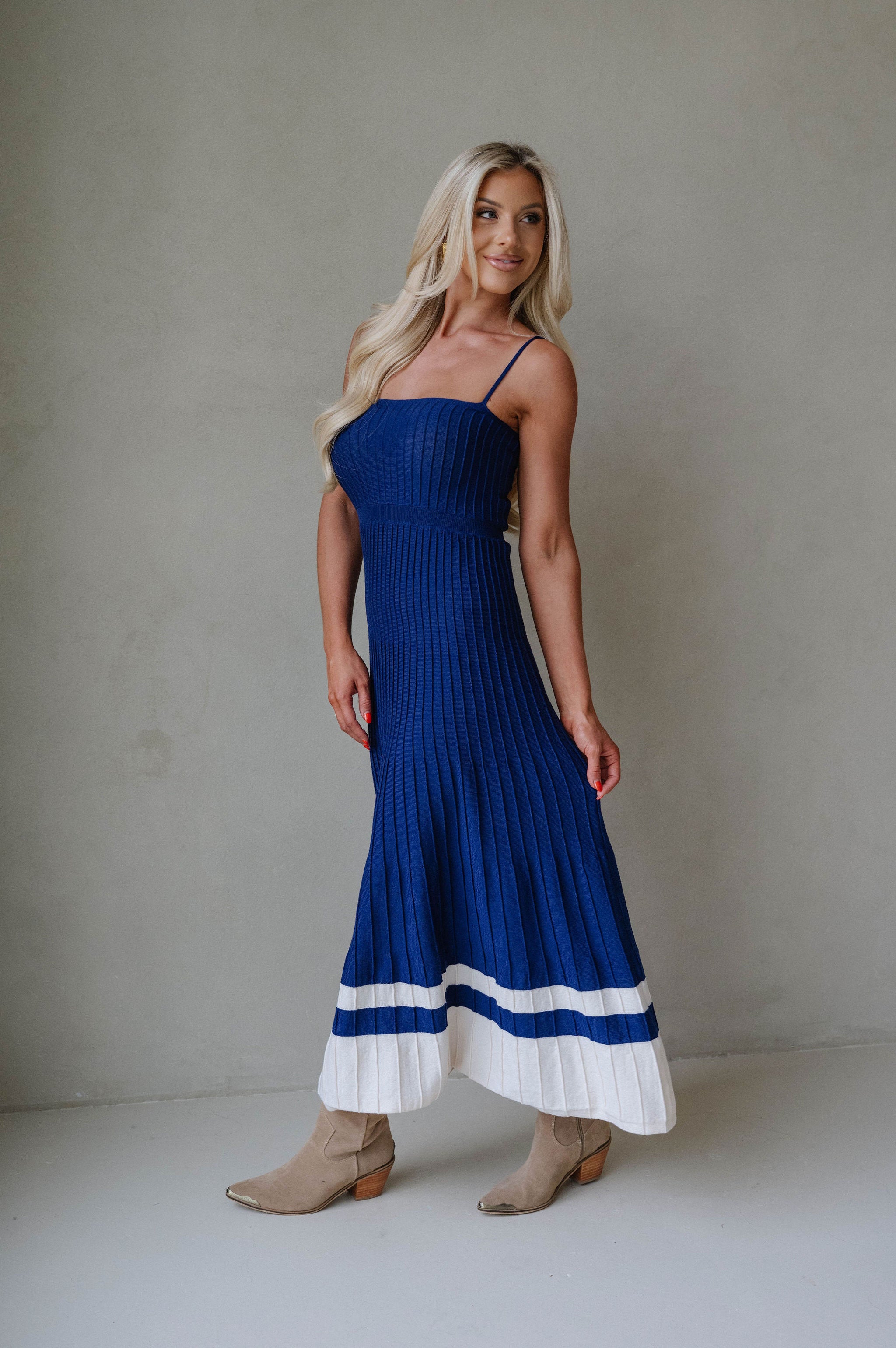 Kenzie Dress-Crown Blue/Ecru