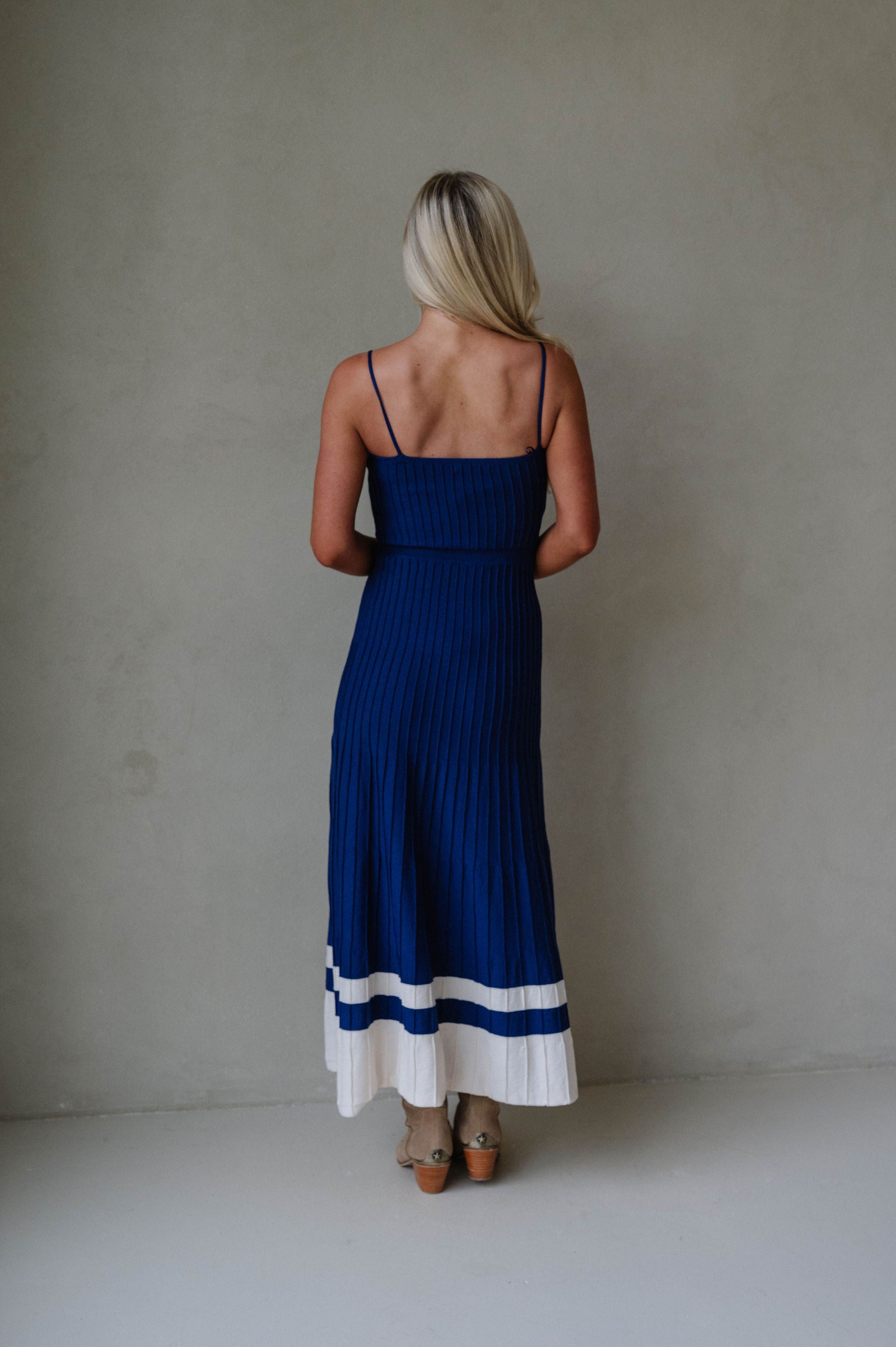 Kenzie Dress-Crown Blue/Ecru