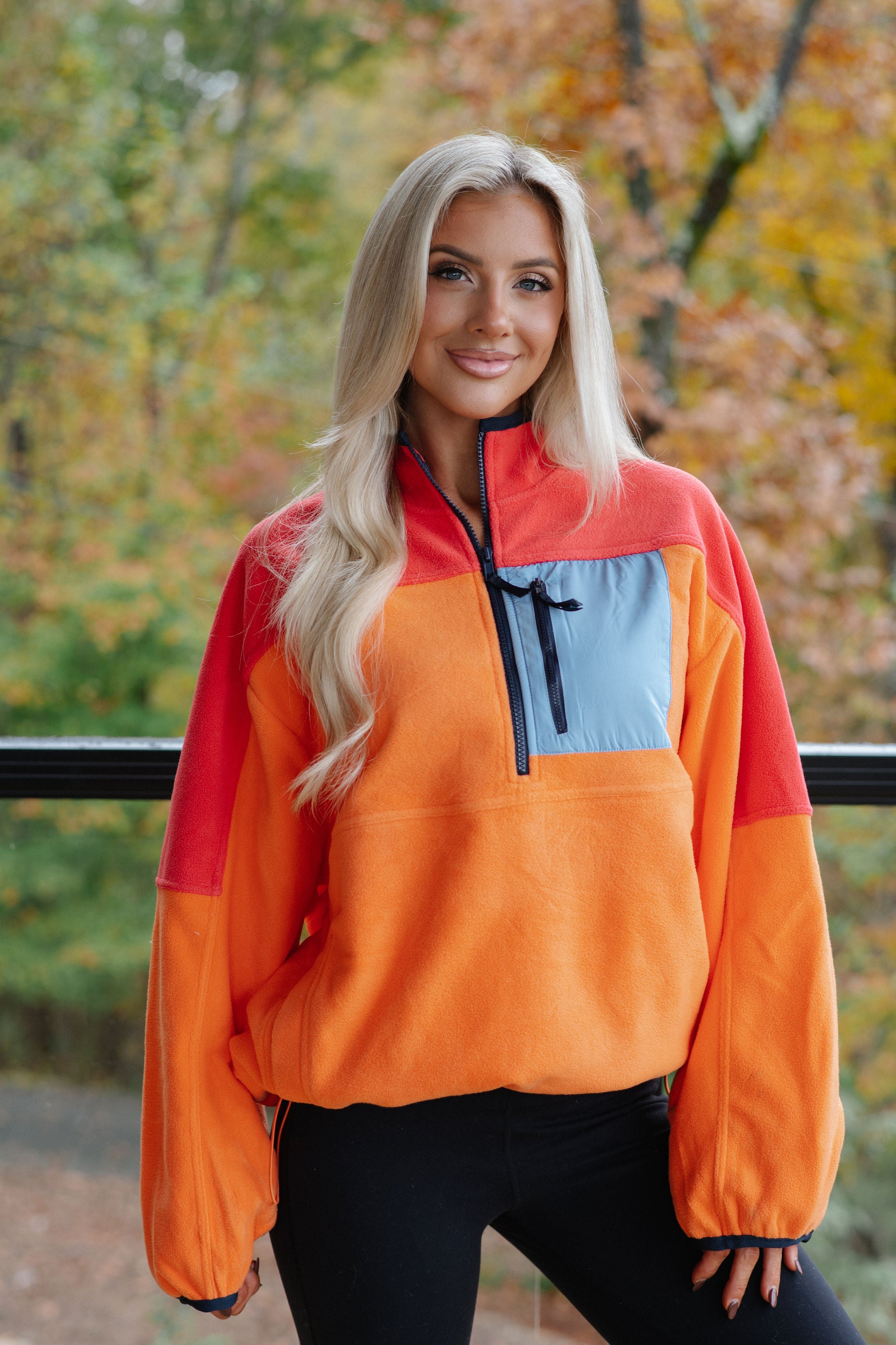 Colorblock Fleece Pullover-Sunset