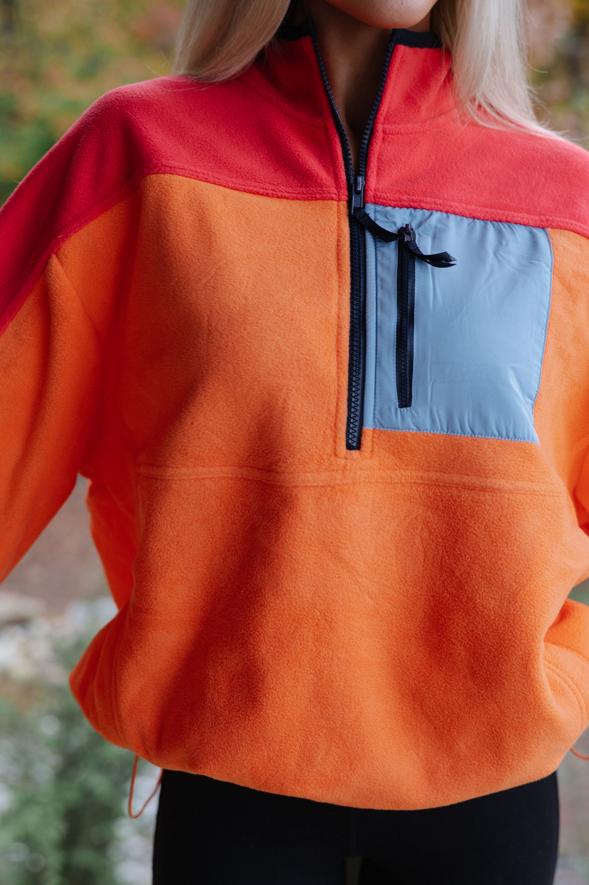 Colorblock Fleece Pullover-Sunset